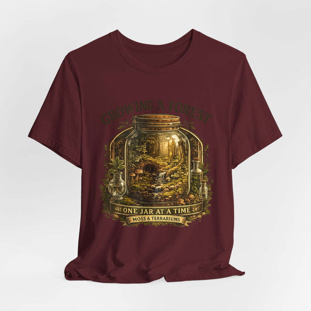 Growing a Forest Jar Tee — "One Jar at a Time" Moss & Terrarium T-Shirt