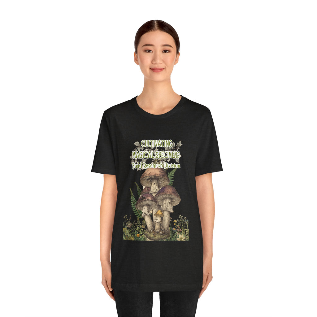 Mushroom Field Research Tee — "Cultivating Magical Specimens" Botanical Graphic Shirt