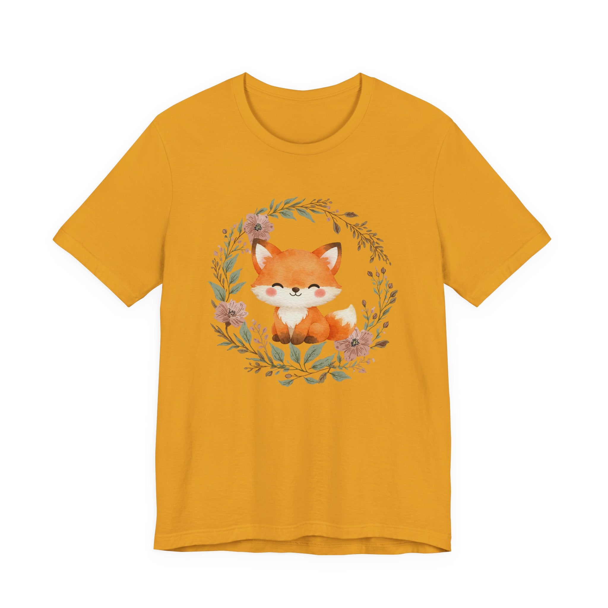 Cute Fox Wreath T-Shirt – Woodland Floral Baby Fox Tee