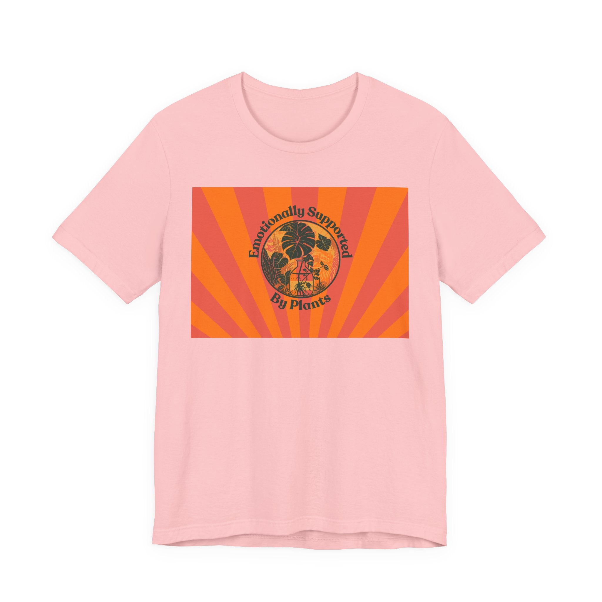 Retro Sunburst Plant Tee — “Emotionally Supported by Plants”