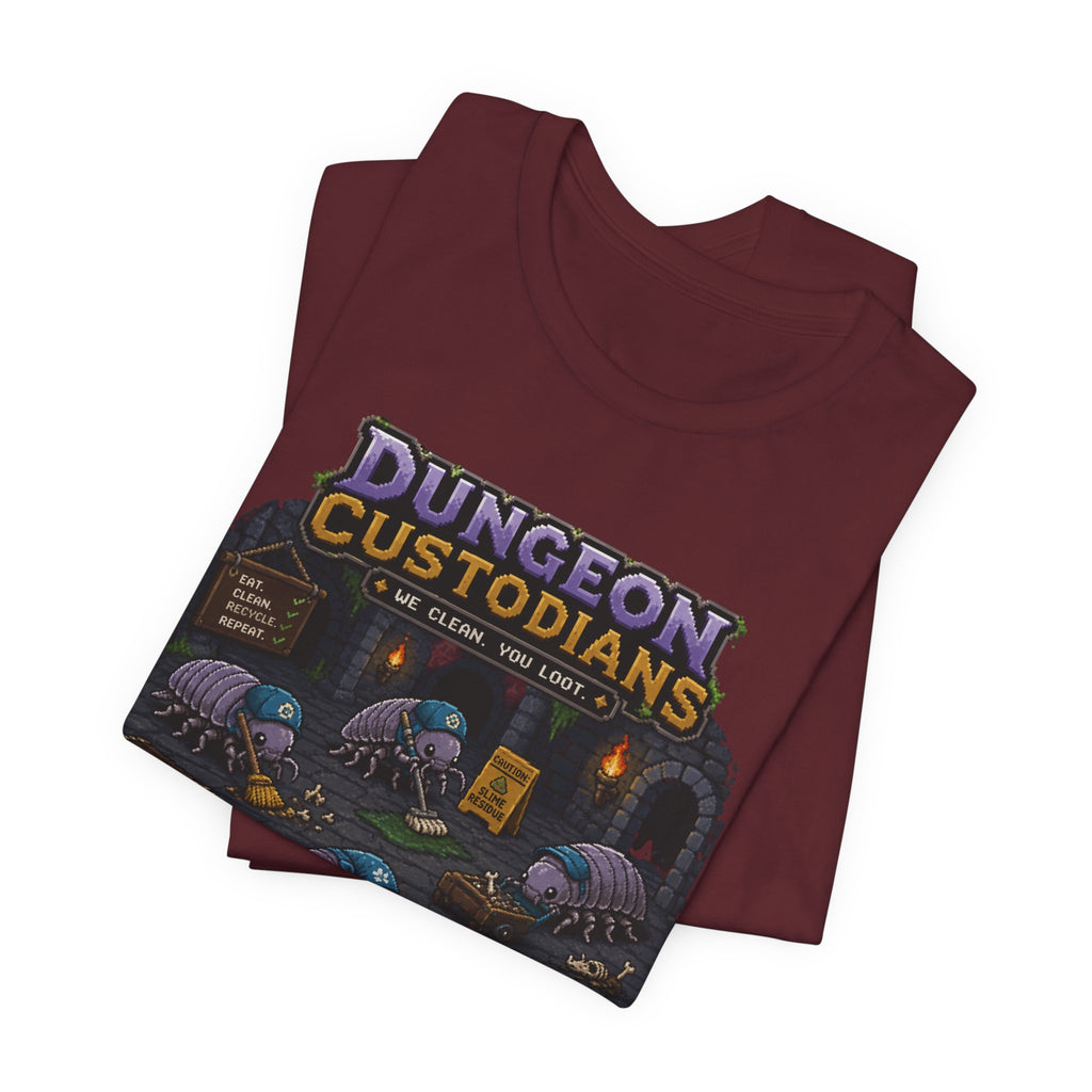 Dungeon Custodians T‑Shirt — Retro Pixel RPG Monsters Gaming Tee