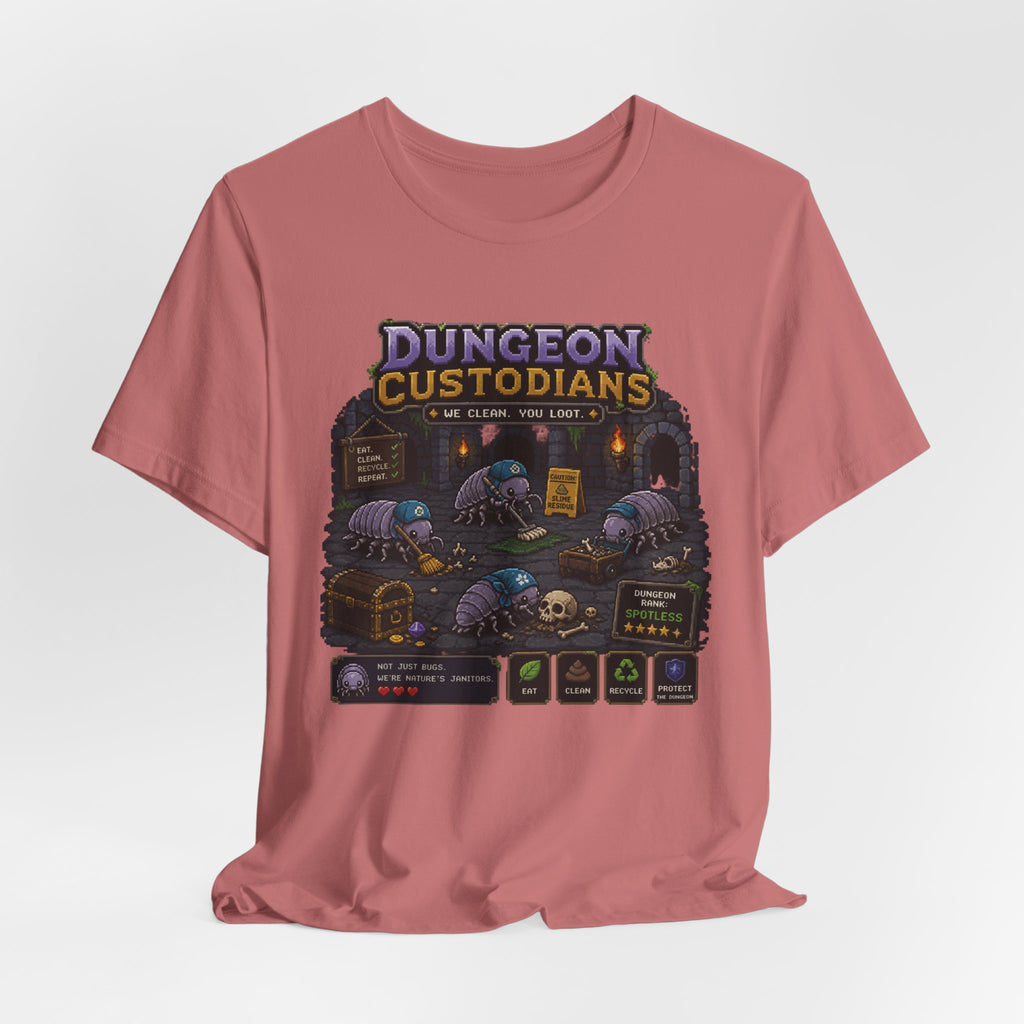 Dungeon Custodians T‑Shirt — Retro Pixel RPG Monsters Gaming Tee