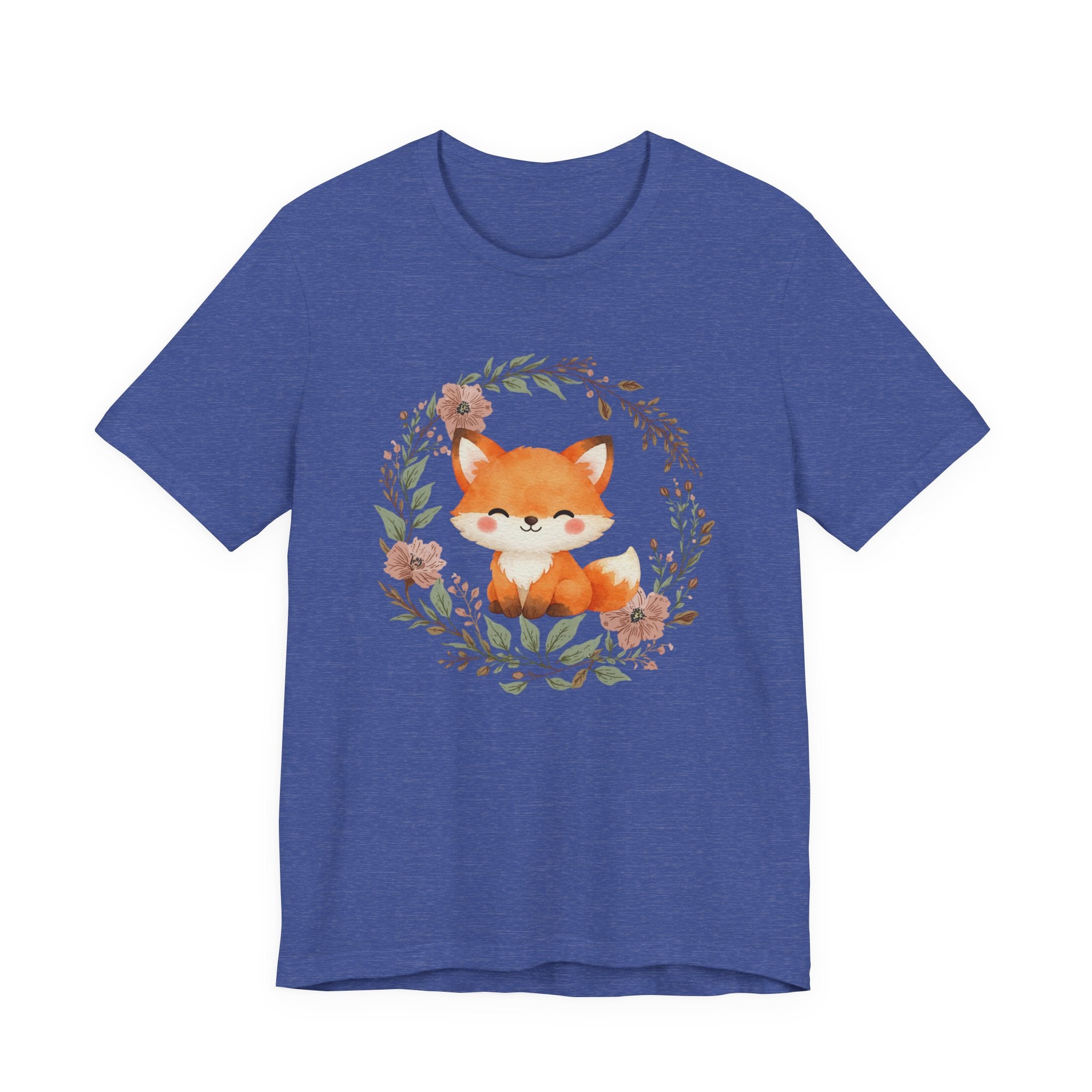 Cute Fox Wreath T-Shirt – Woodland Floral Baby Fox Tee