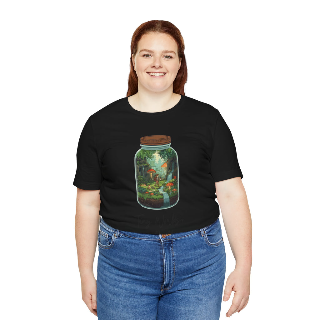 Tiny World Tee — Jar Terrarium Graphic T‑Shirt ("Tiny World, Big Problems")