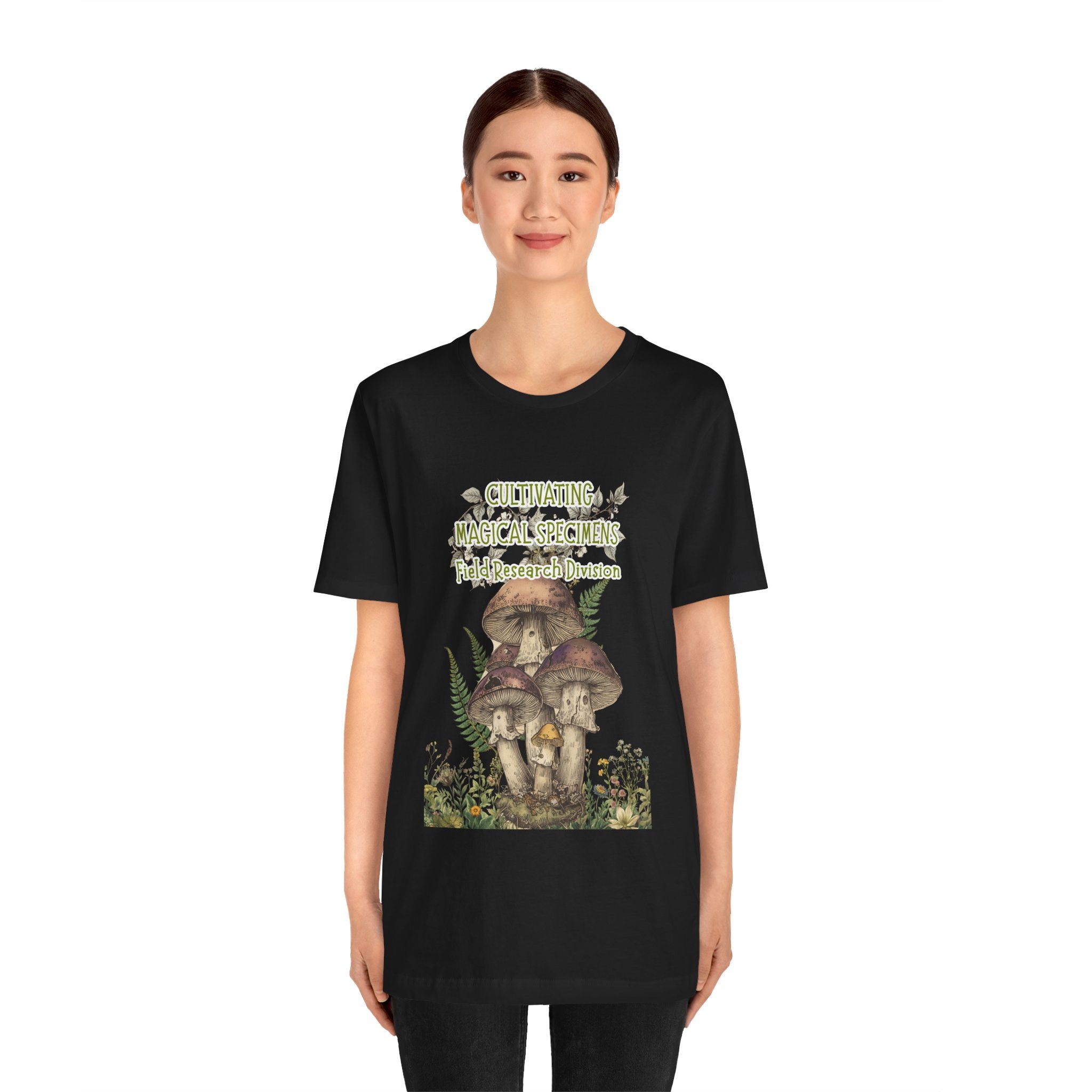 Mushroom Field Research Tee — "Cultivating Magical Specimens" Botanical Graphic Shirt