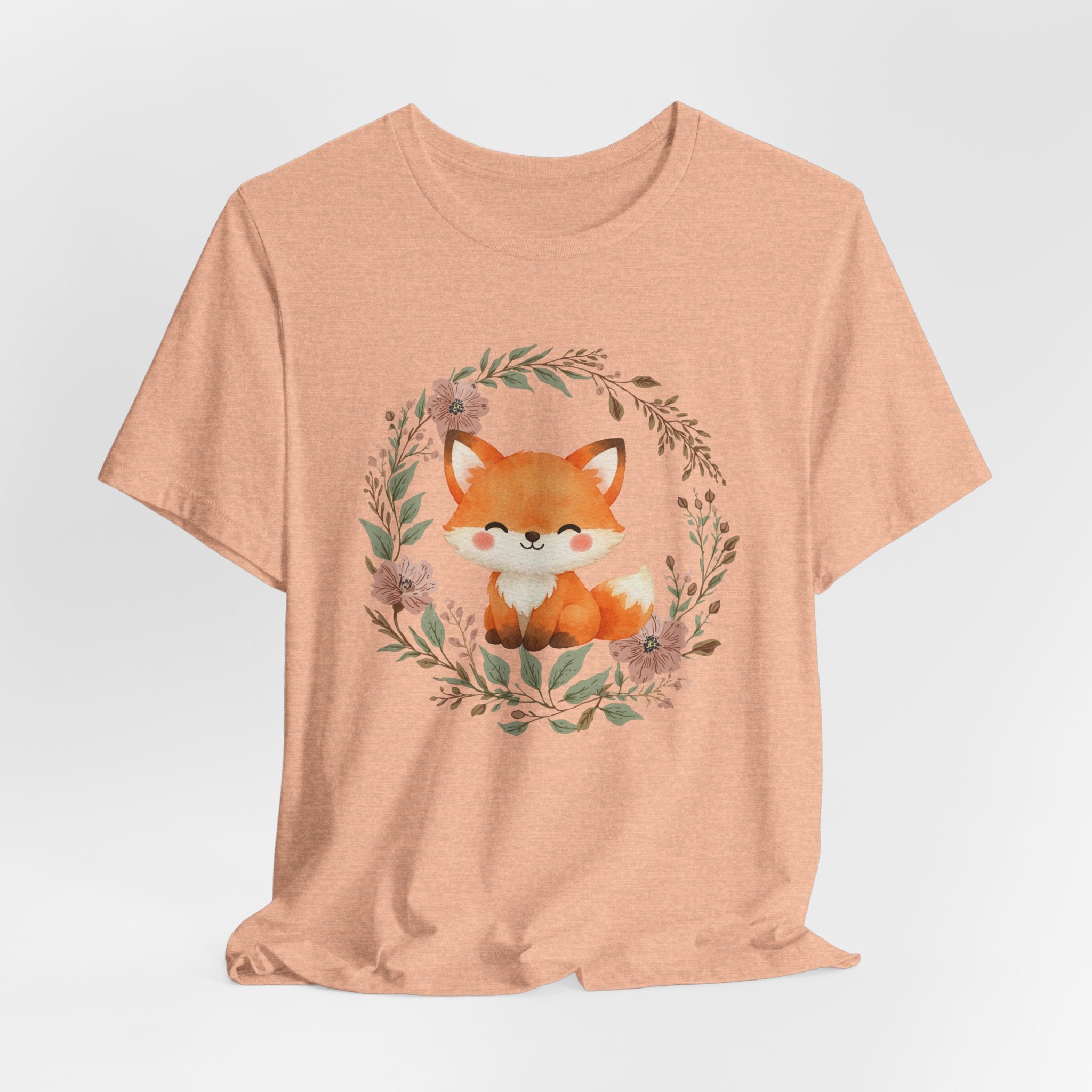 Cute Fox Wreath T-Shirt – Woodland Floral Baby Fox Tee