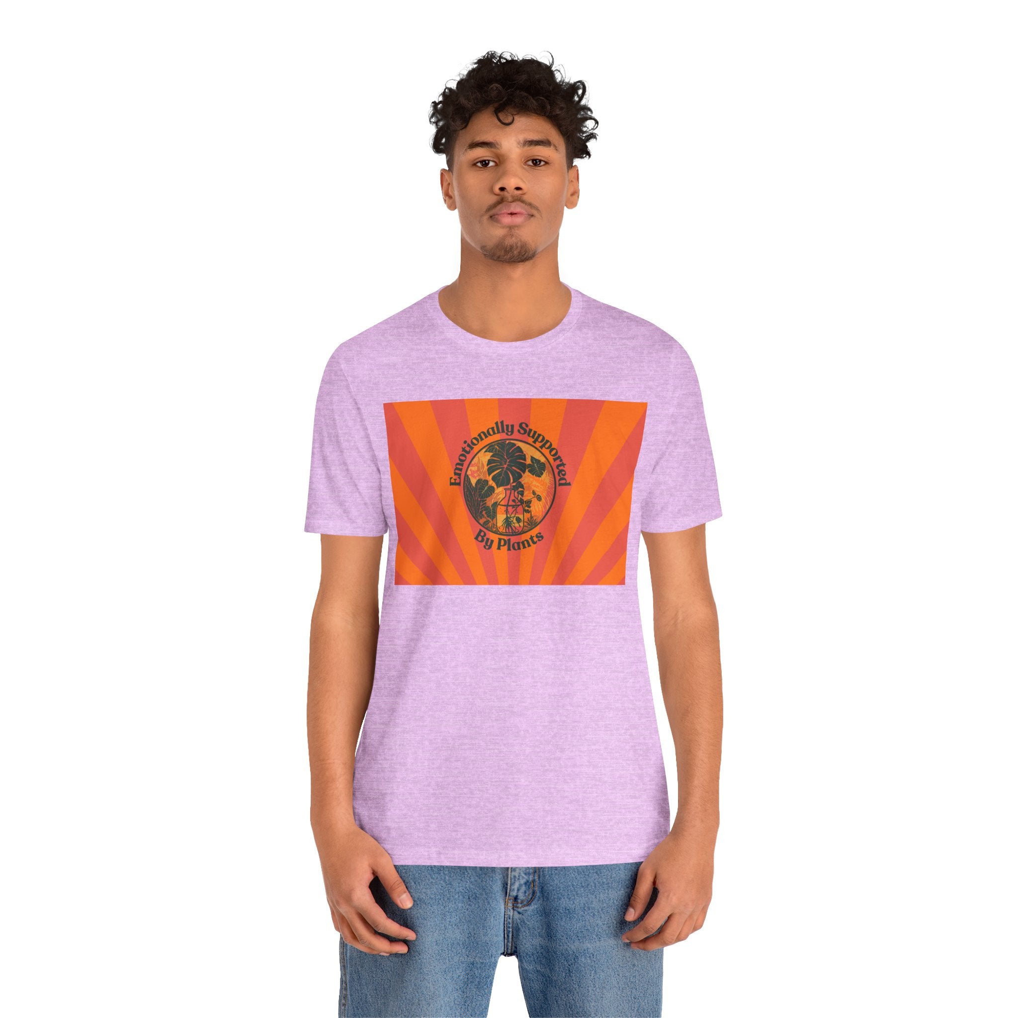 Retro Sunburst Plant Tee — “Emotionally Supported by Plants”