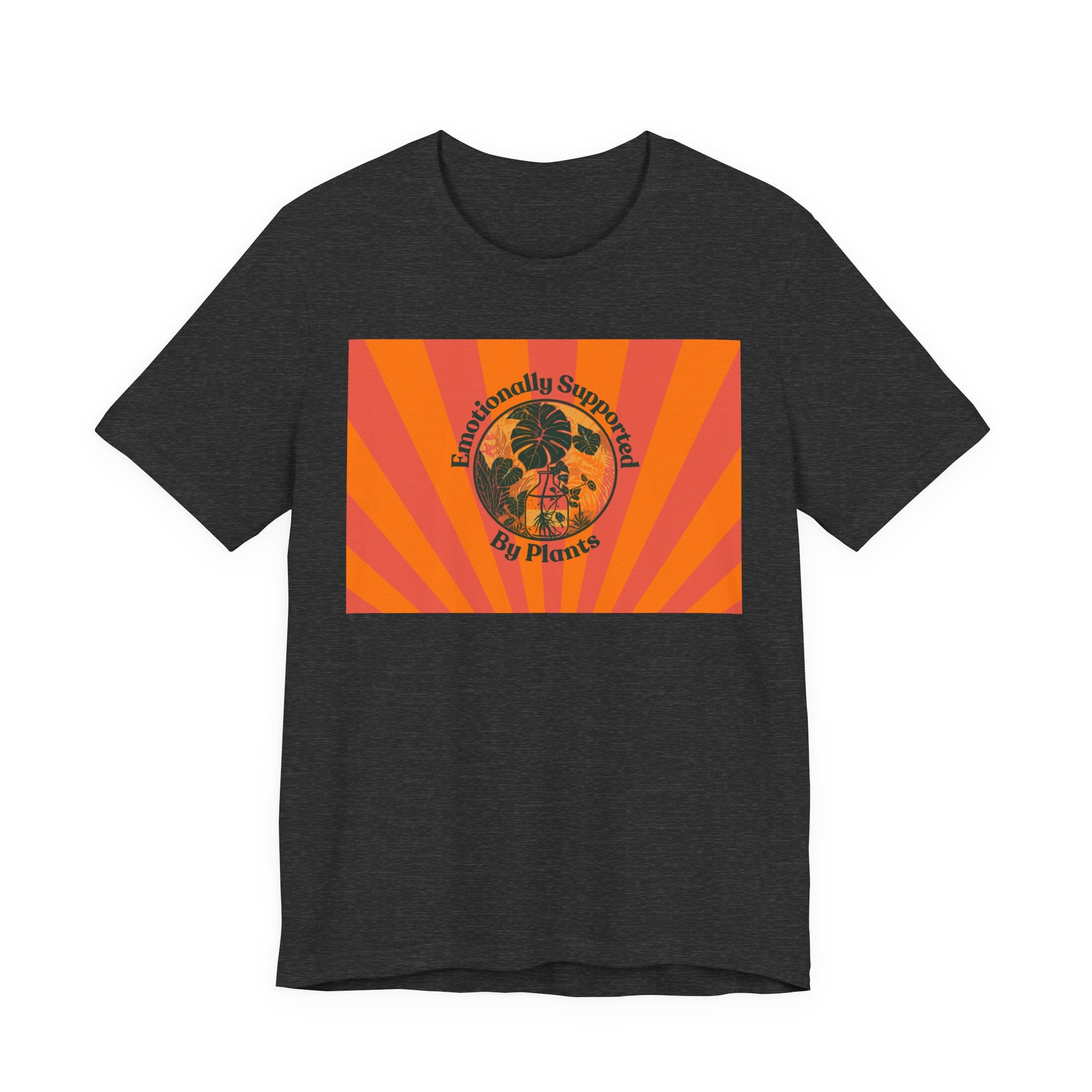 Retro Sunburst Plant Tee — “Emotionally Supported by Plants”