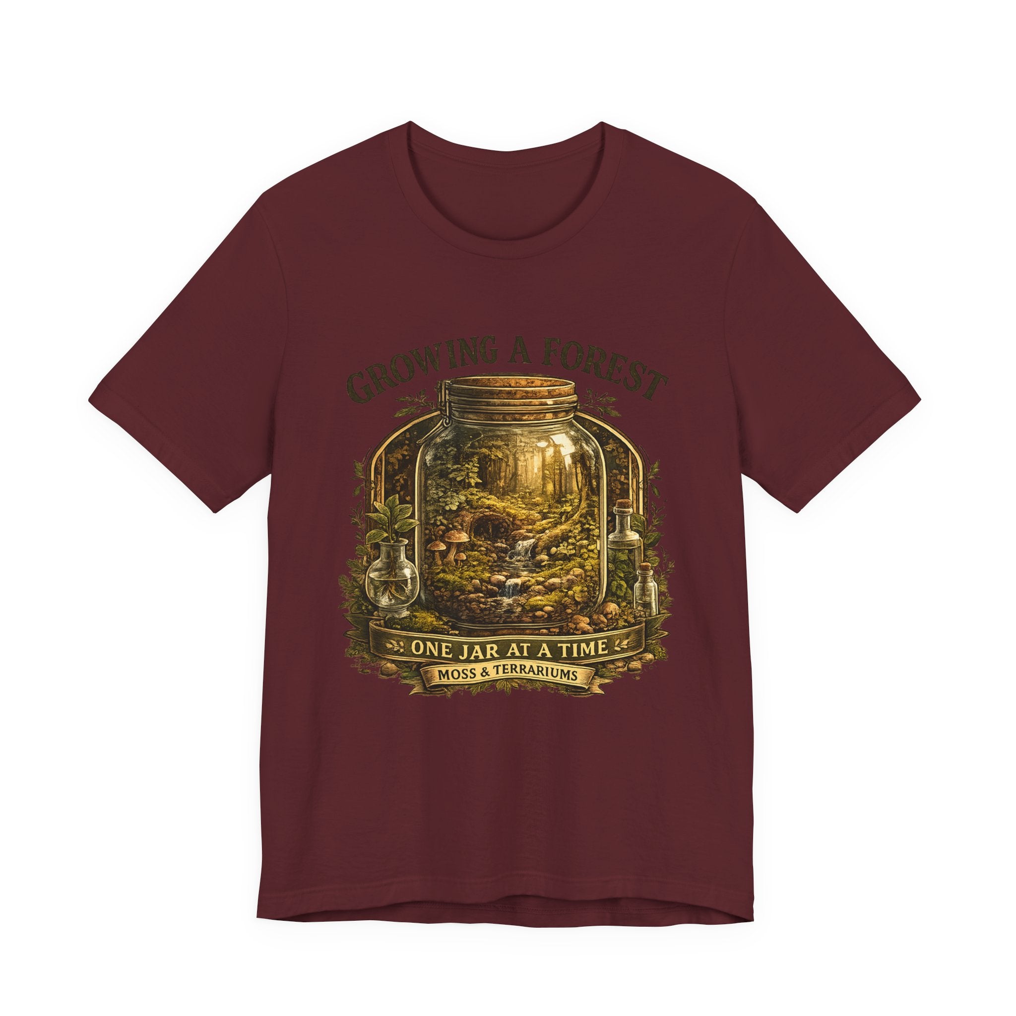 Growing a Forest Jar Tee — "One Jar at a Time" Moss & Terrarium T-Shirt