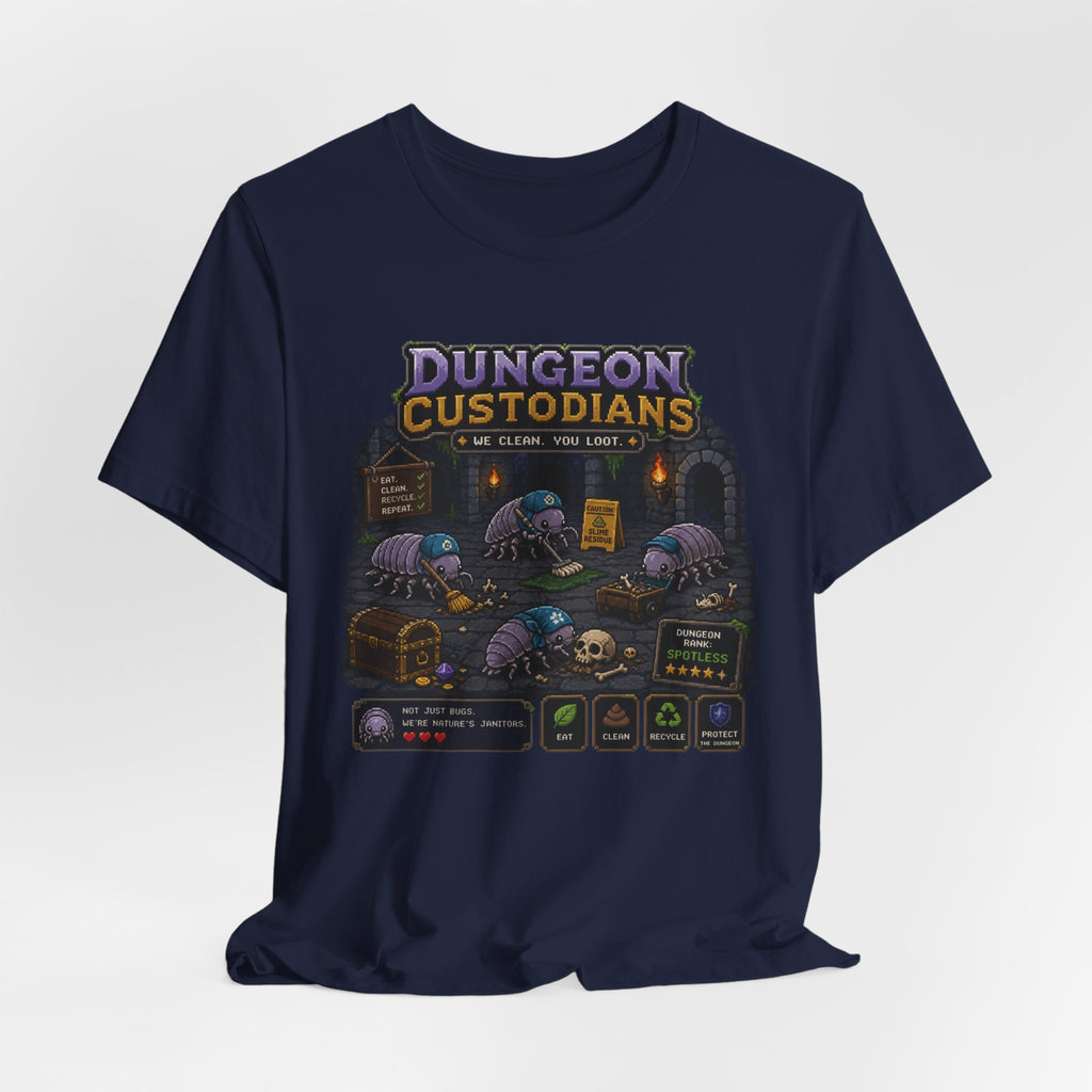 Dungeon Custodians T‑Shirt — Retro Pixel RPG Monsters Gaming Tee