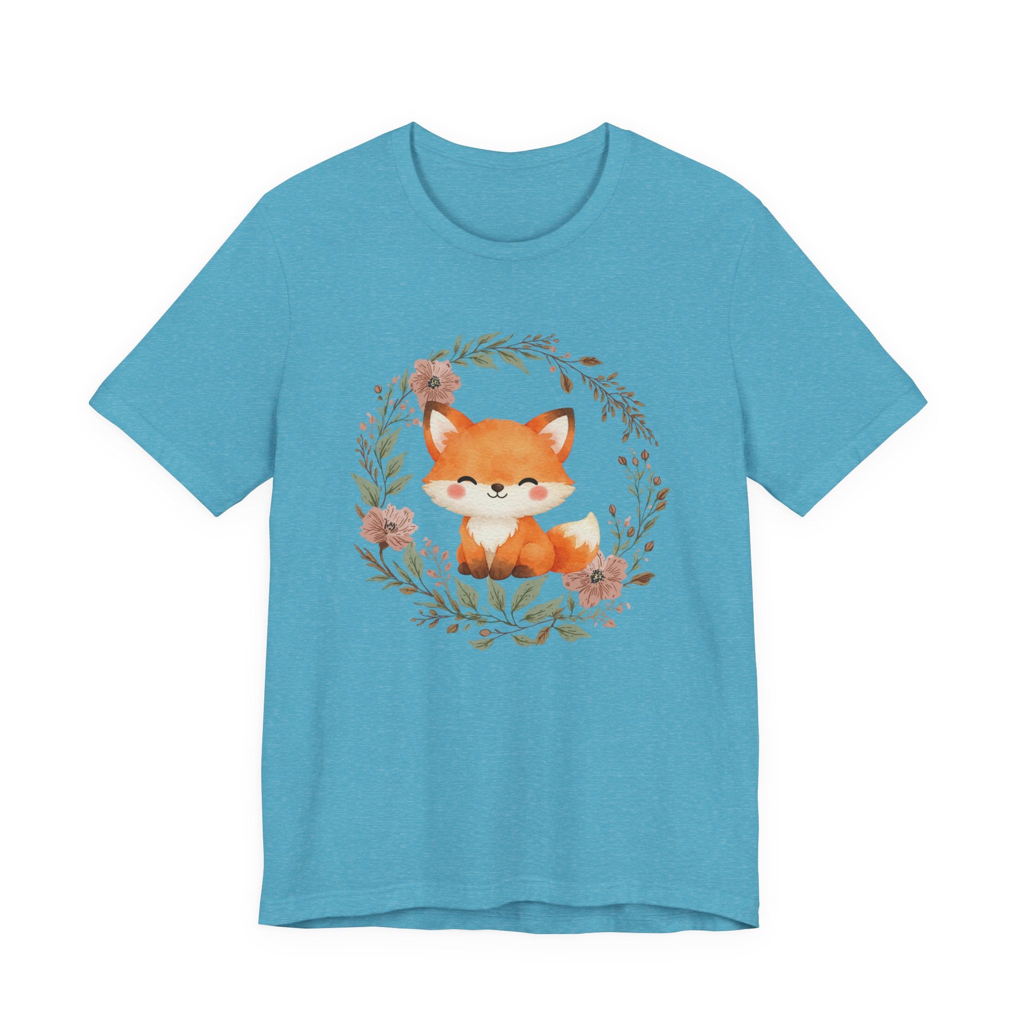 Cute Fox Wreath T-Shirt – Woodland Floral Baby Fox Tee