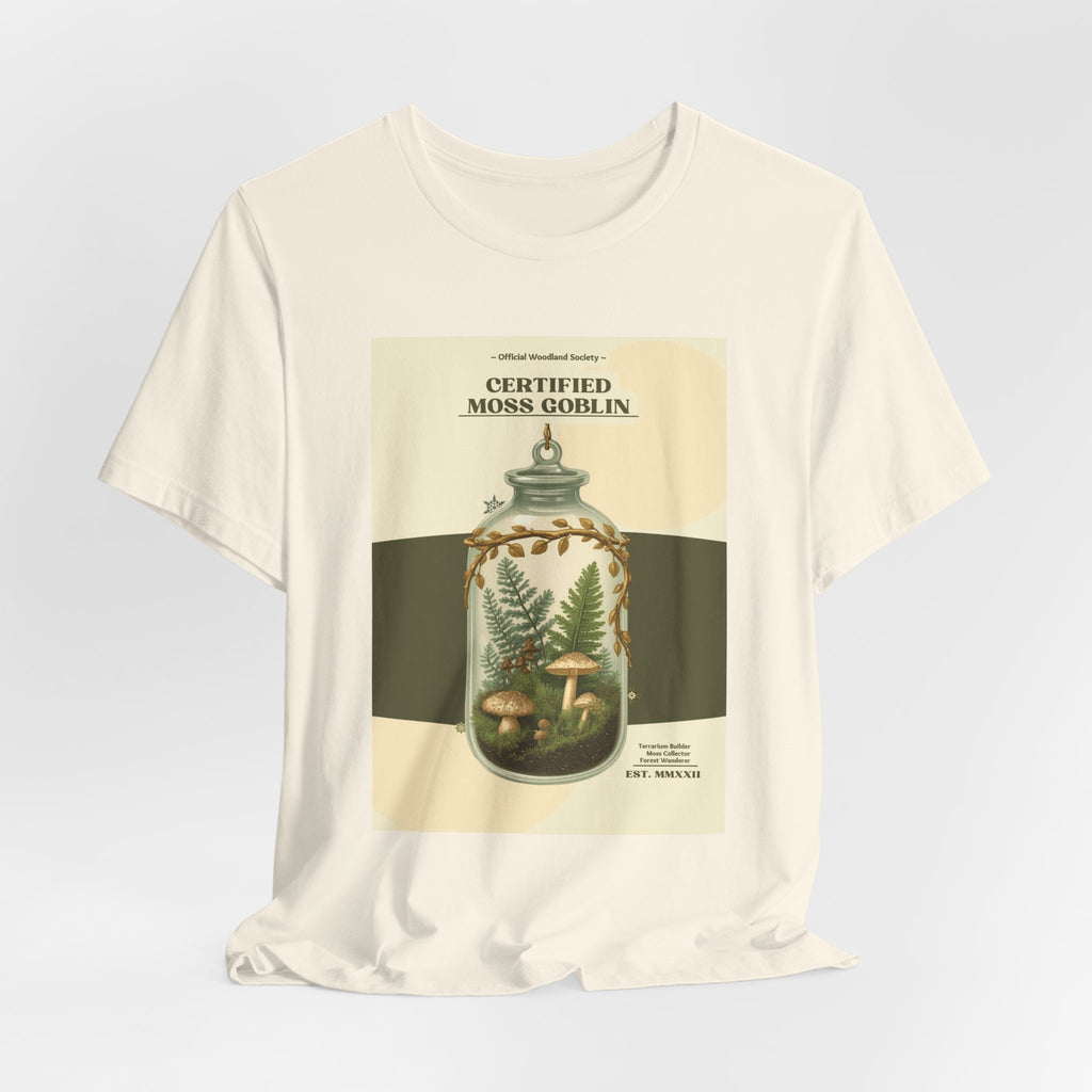 Moss Goblin Tee – 'Certified Moss Goblin' Botanical Jar Graphic T‑Shirt