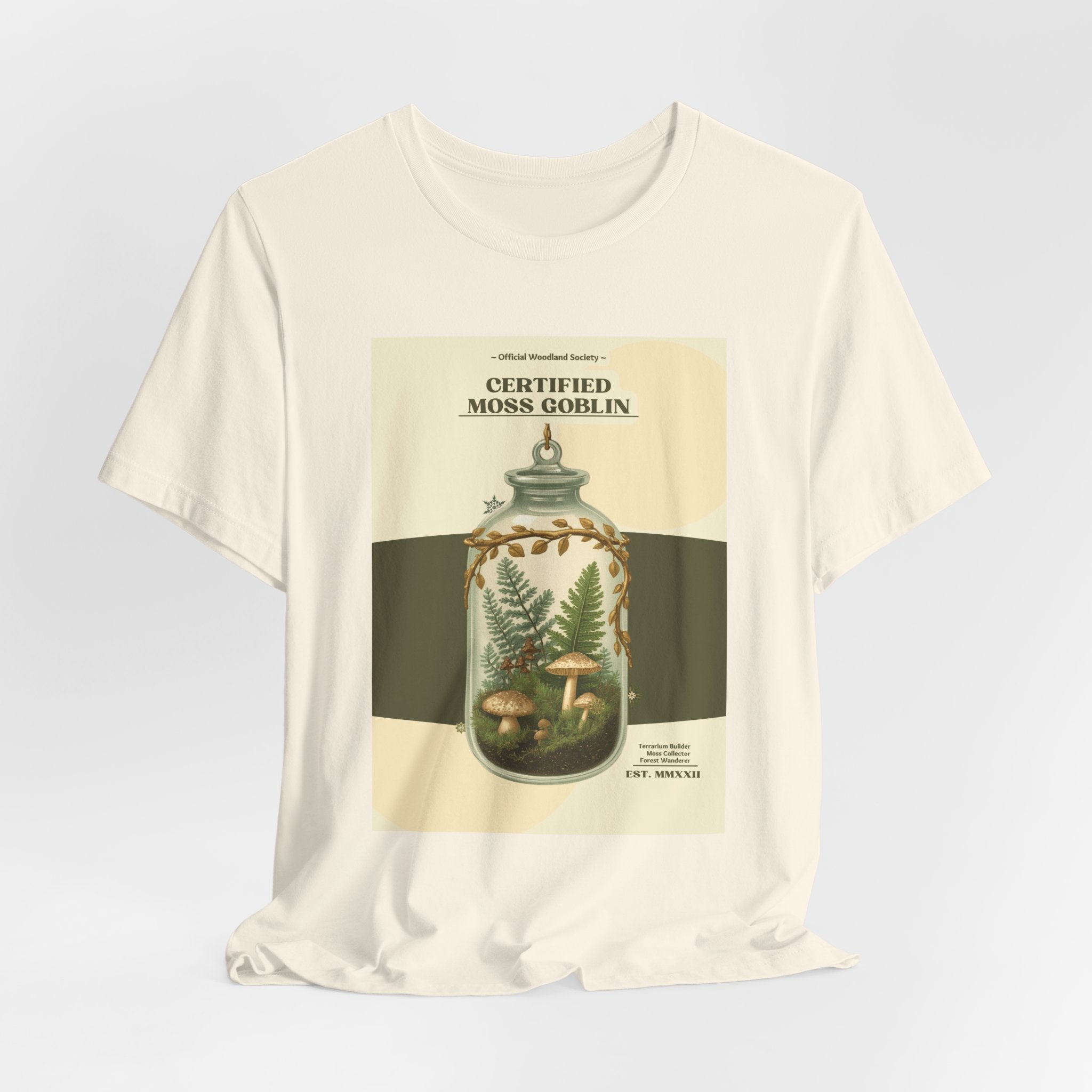 Moss Goblin Tee – 'Certified Moss Goblin' Botanical Jar Graphic T‑Shirt