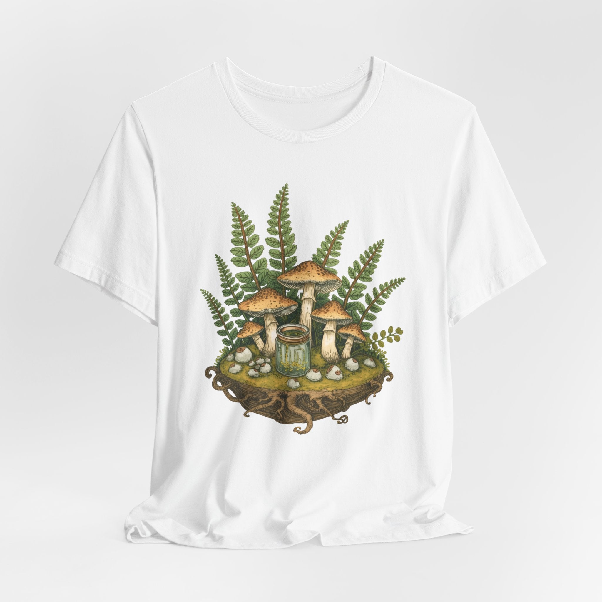 Mushroom Forest Tee — Ferns & Fairy Fungi Graphic T-Shirt