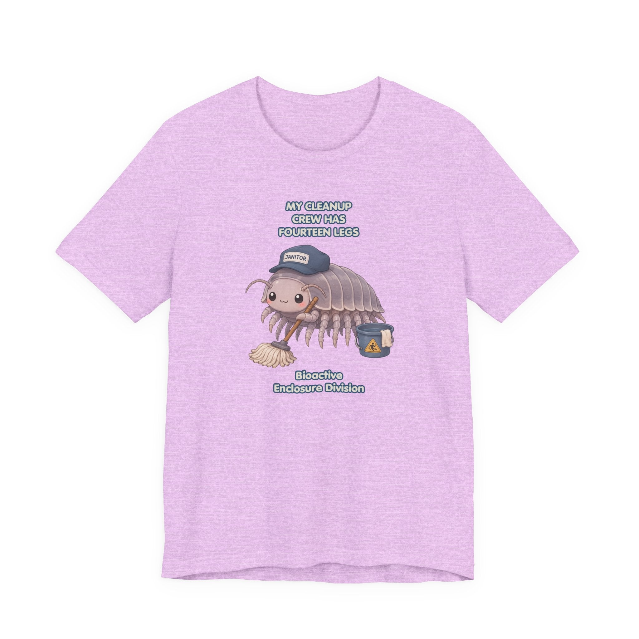 Isopod Janitor T-Shirt — Cute Pillbug Cleanup Shirt ("My Cleanup Crew Has Fourteen Legs")