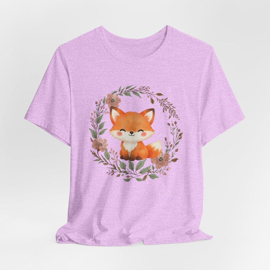 Cute Fox Wreath T-Shirt – Woodland Floral Baby Fox Tee
