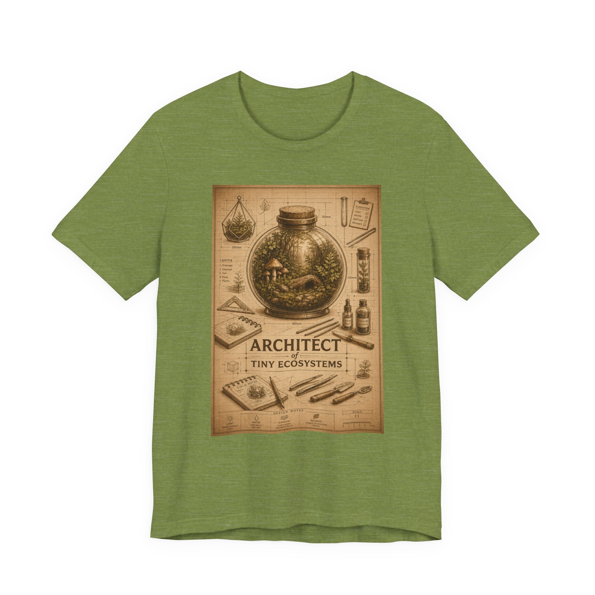 Architect of Tiny Ecosystems T-Shirt — Terrarium Builder Vintage Diagram Tee