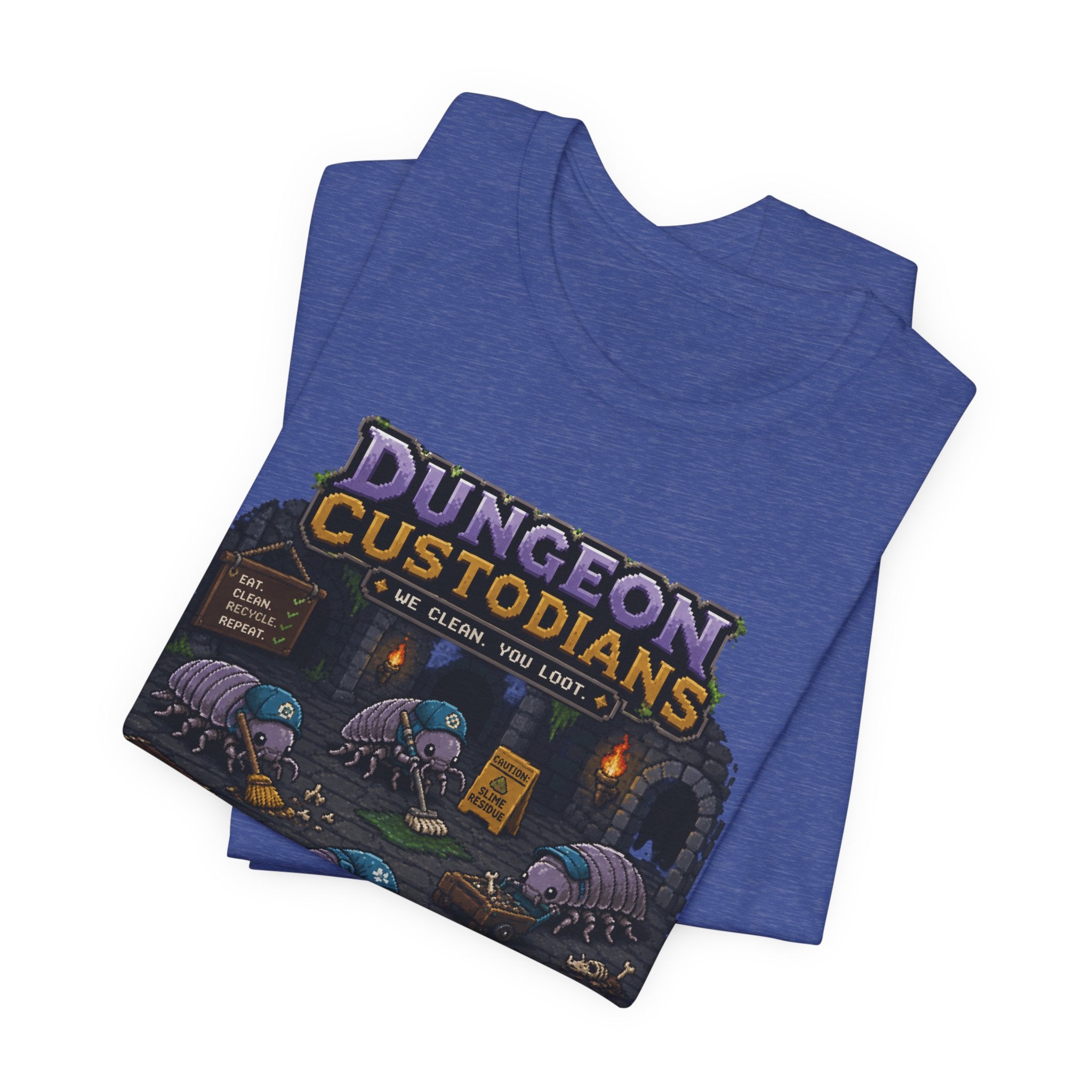 Dungeon Custodians T‑Shirt — Retro Pixel RPG Monsters Gaming Tee