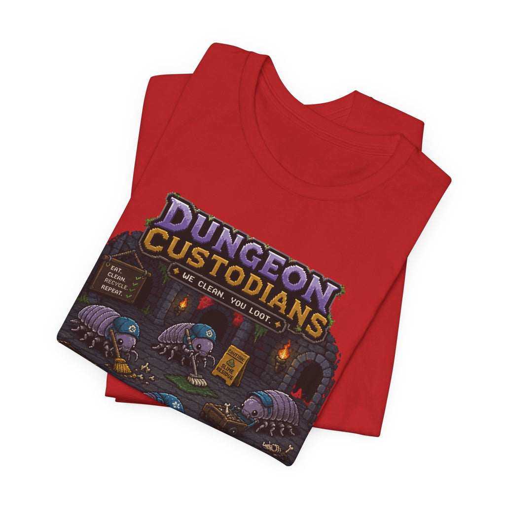 Dungeon Custodians T‑Shirt — Retro Pixel RPG Monsters Gaming Tee