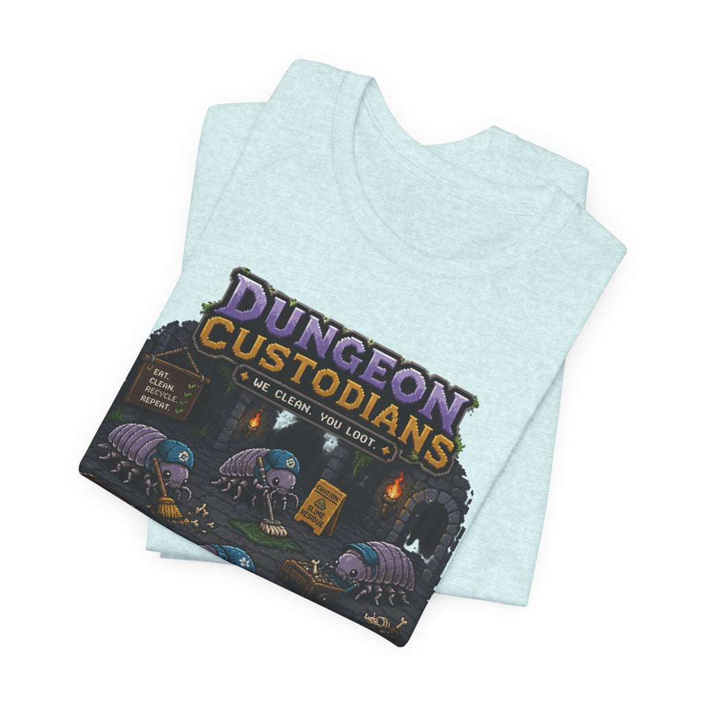 Dungeon Custodians T‑Shirt — Retro Pixel RPG Monsters Gaming Tee