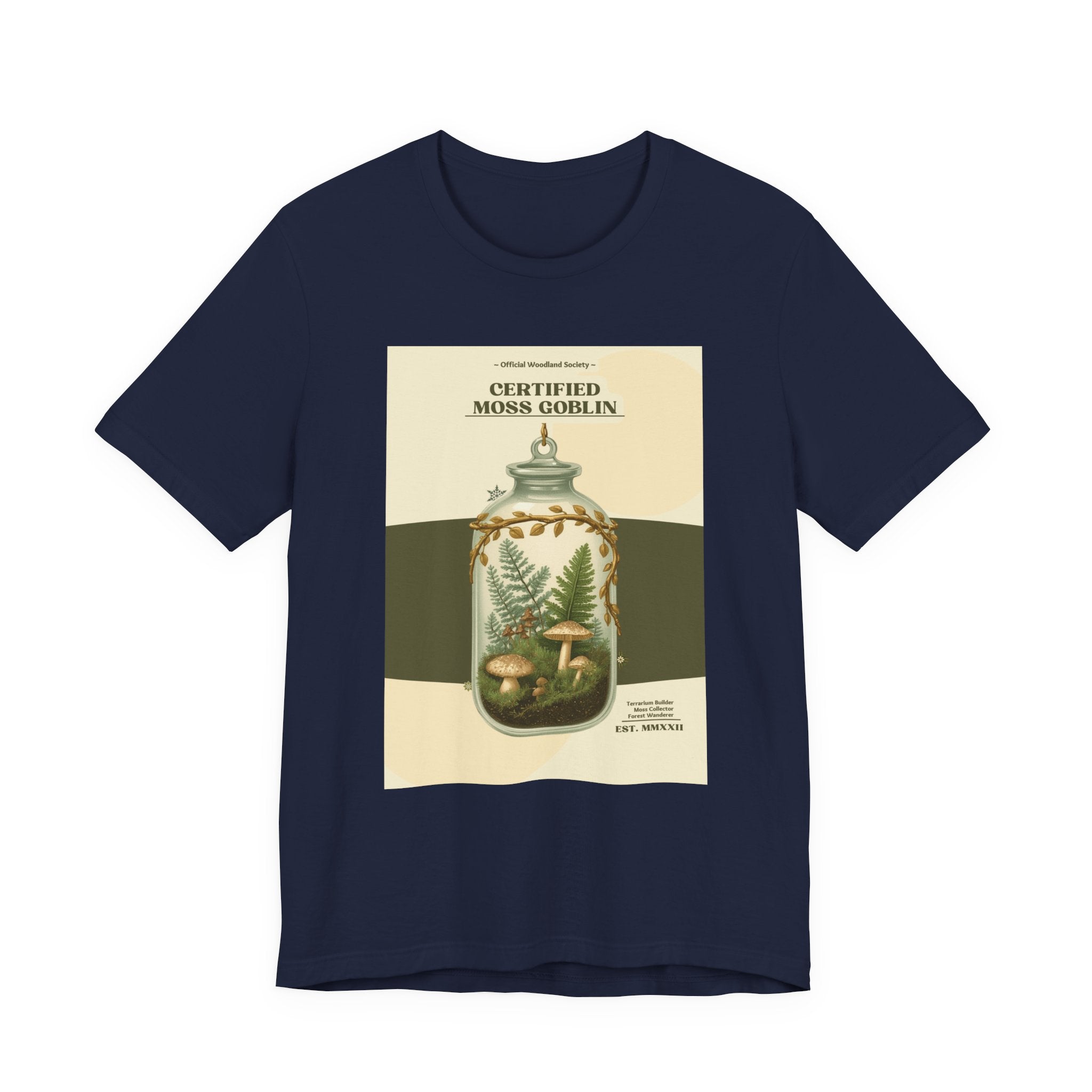Moss Goblin Tee – 'Certified Moss Goblin' Botanical Jar Graphic T‑Shirt