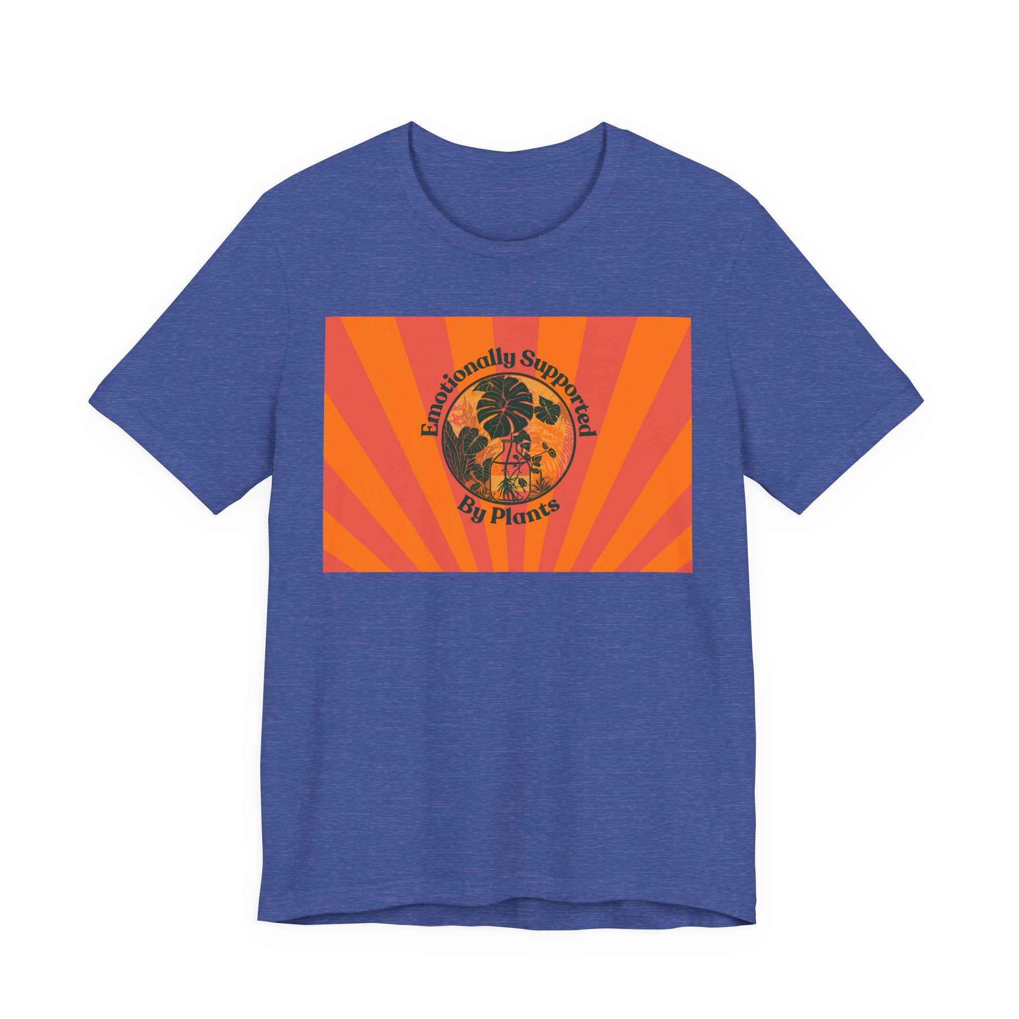 Retro Sunburst Plant Tee — “Emotionally Supported by Plants”