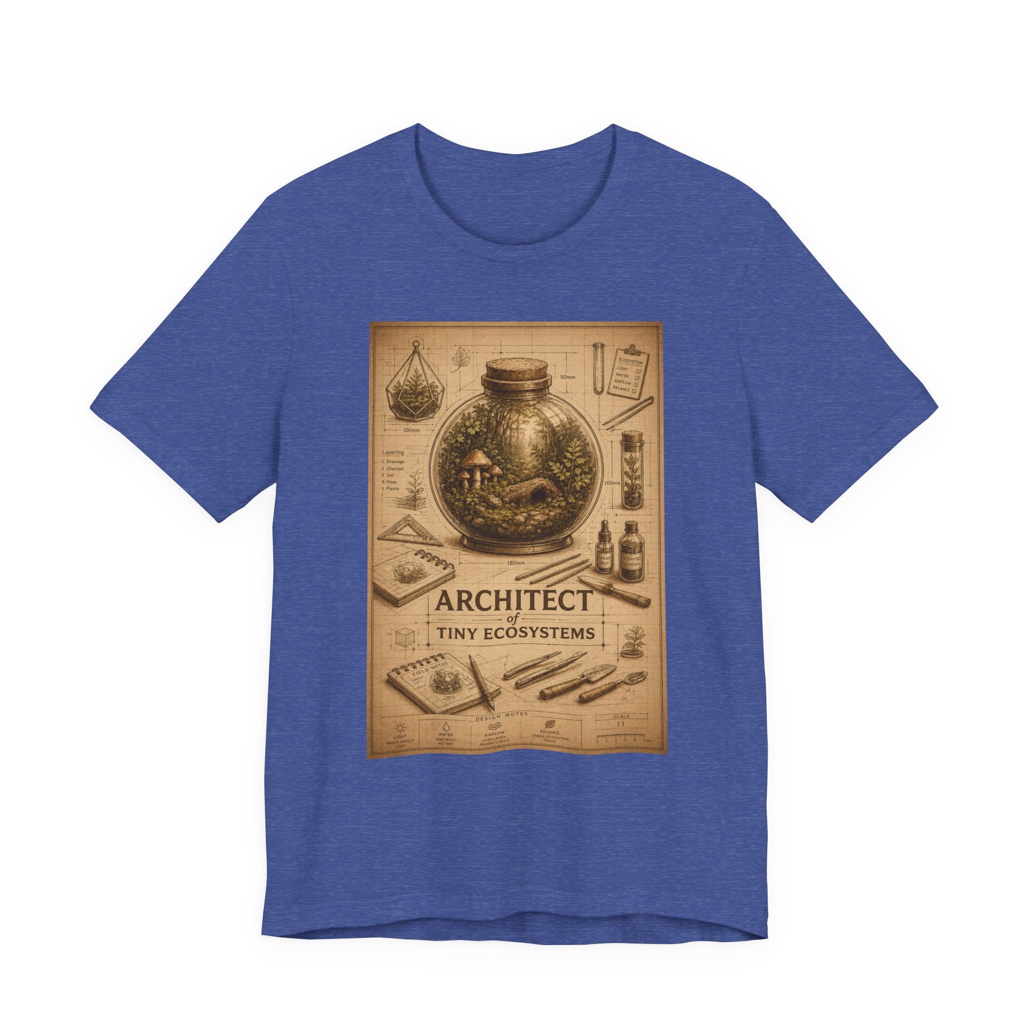 Architect of Tiny Ecosystems T-Shirt — Terrarium Builder Vintage Diagram Tee