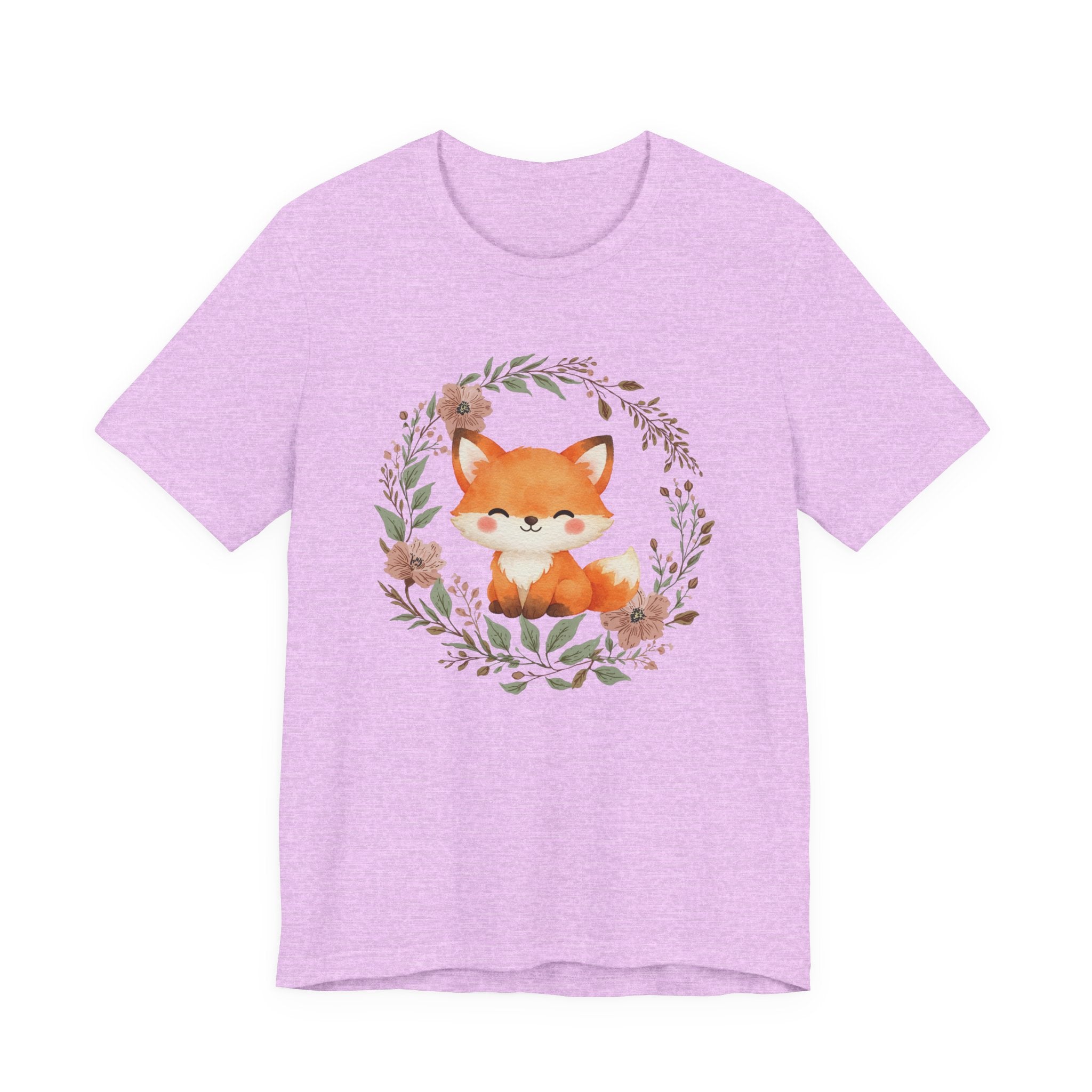 Cute Fox Wreath T-Shirt – Woodland Floral Baby Fox Tee