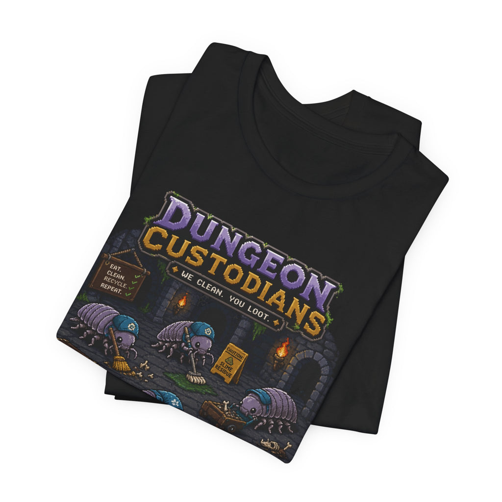 Dungeon Custodians T‑Shirt — Retro Pixel RPG Monsters Gaming Tee