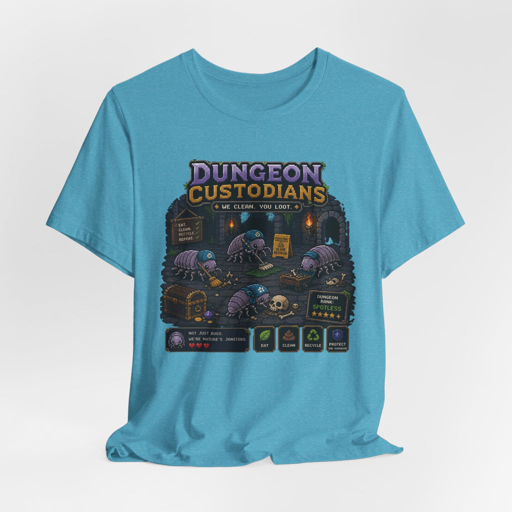 Dungeon Custodians T‑Shirt — Retro Pixel RPG Monsters Gaming Tee