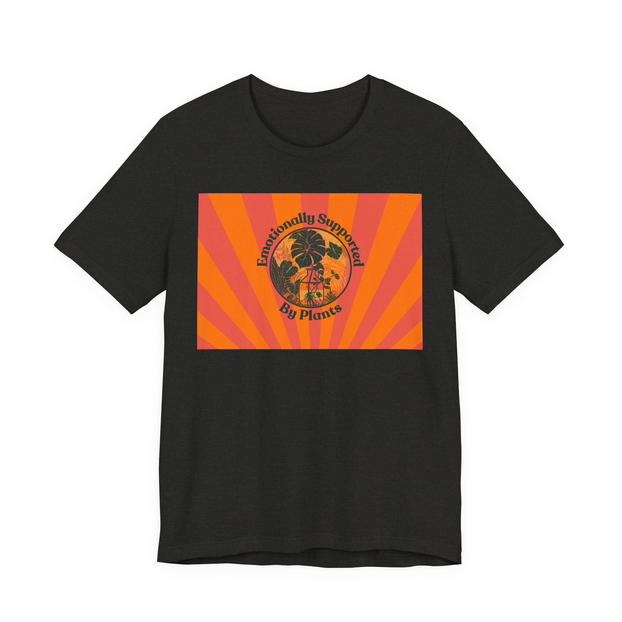 Retro Sunburst Plant Tee — “Emotionally Supported by Plants”