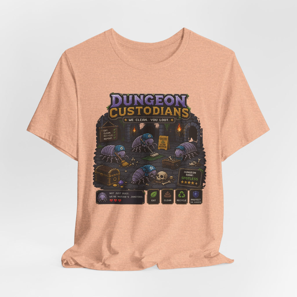 Dungeon Custodians T‑Shirt — Retro Pixel RPG Monsters Gaming Tee