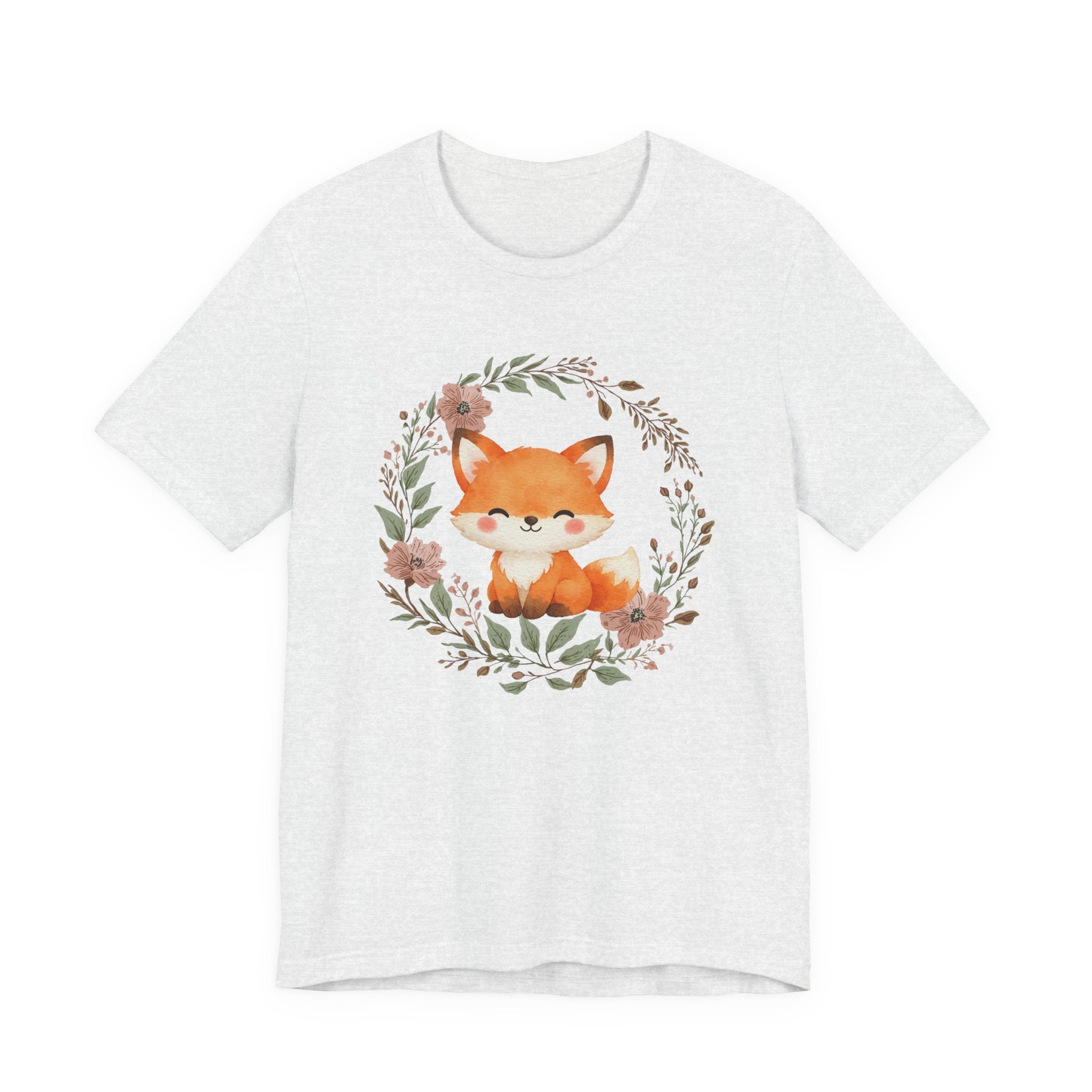 Cute Fox Wreath T-Shirt – Woodland Floral Baby Fox Tee