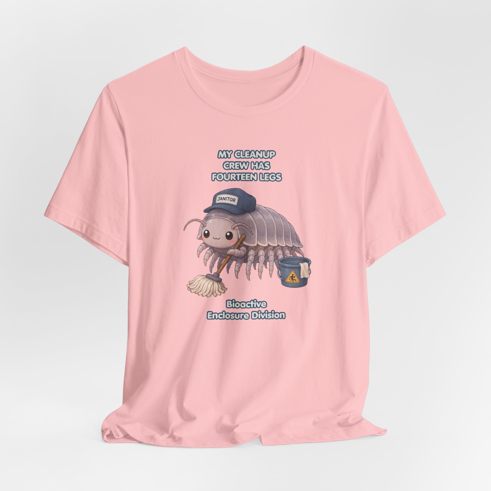 Isopod Janitor T-Shirt — Cute Pillbug Cleanup Shirt ("My Cleanup Crew Has Fourteen Legs")