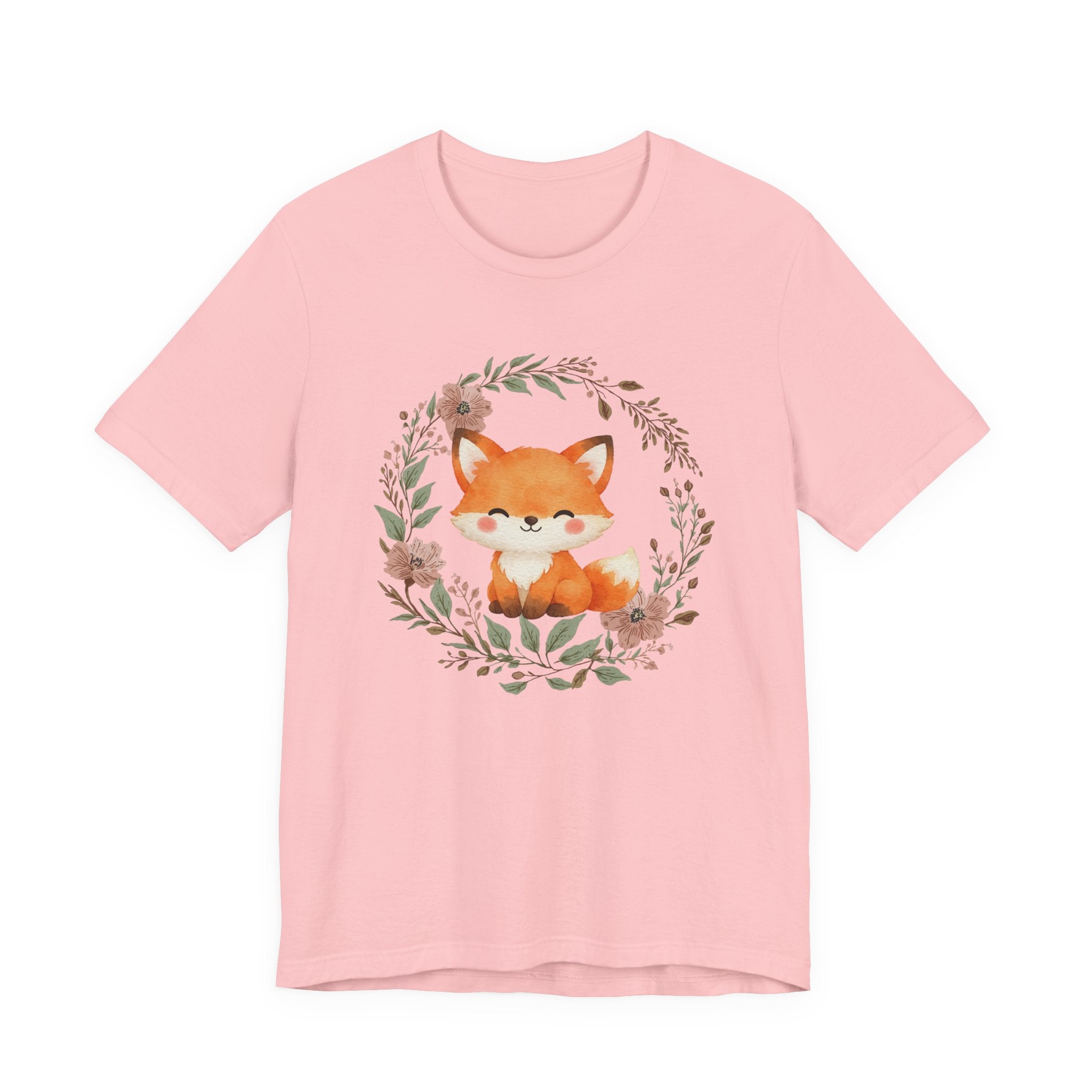Cute Fox Wreath T-Shirt – Woodland Floral Baby Fox Tee