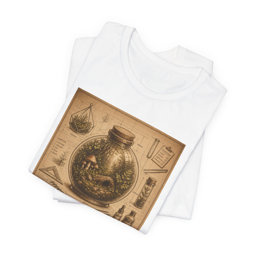 Architect of Tiny Ecosystems T-Shirt — Terrarium Builder Vintage Diagram Tee