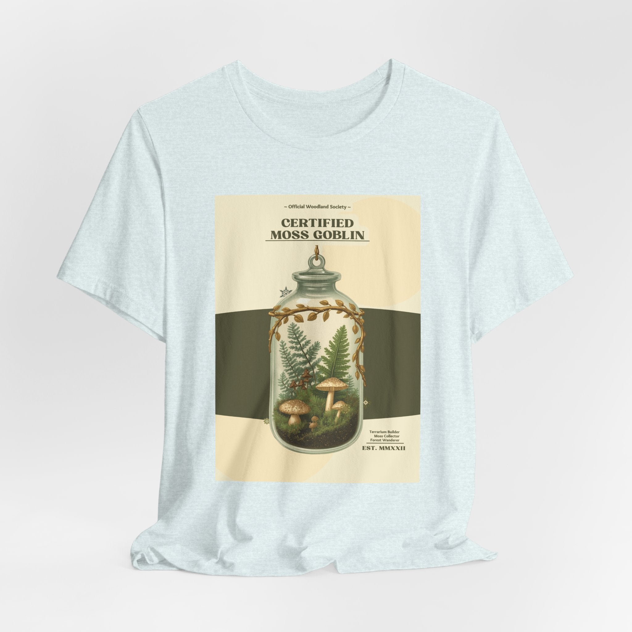 Moss Goblin Tee – 'Certified Moss Goblin' Botanical Jar Graphic T‑Shirt