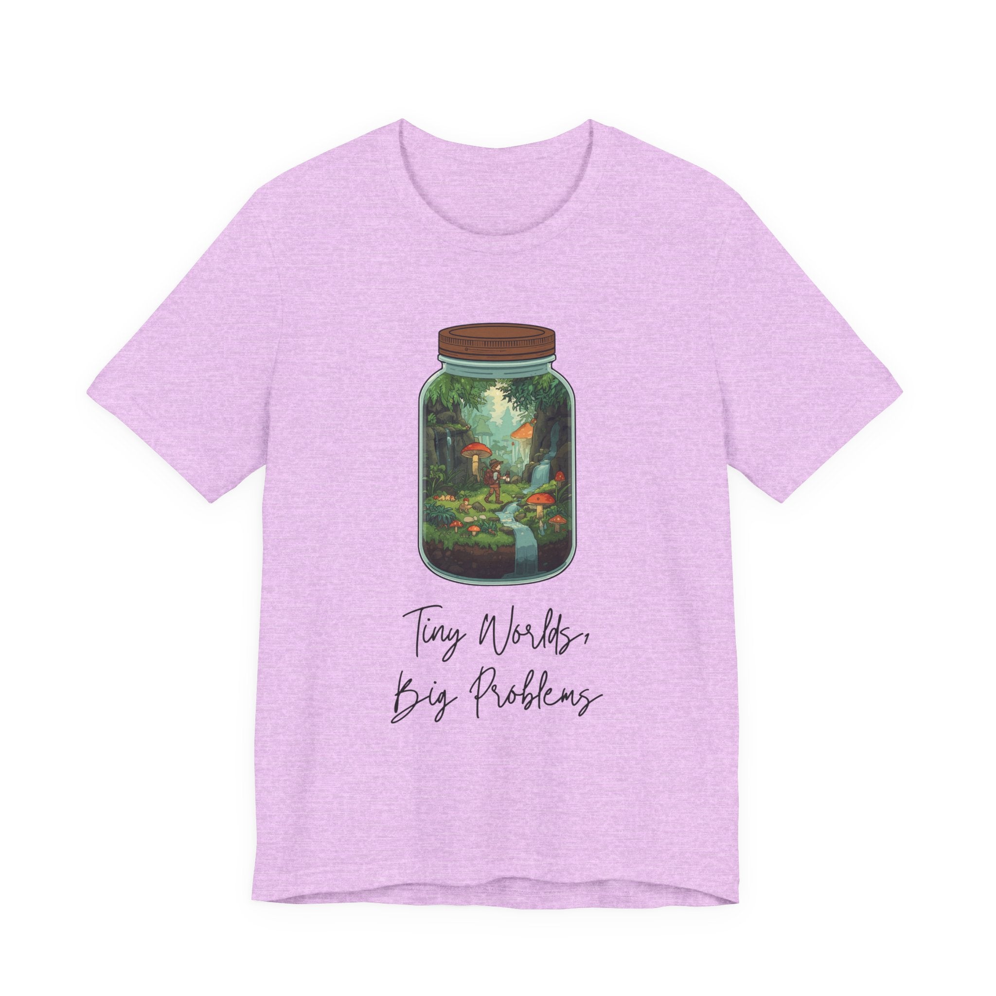 Tiny World Tee — Jar Terrarium Graphic T‑Shirt ("Tiny World, Big Problems")