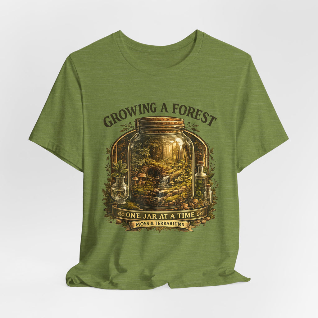 Growing a Forest Jar Tee — "One Jar at a Time" Moss & Terrarium T-Shirt