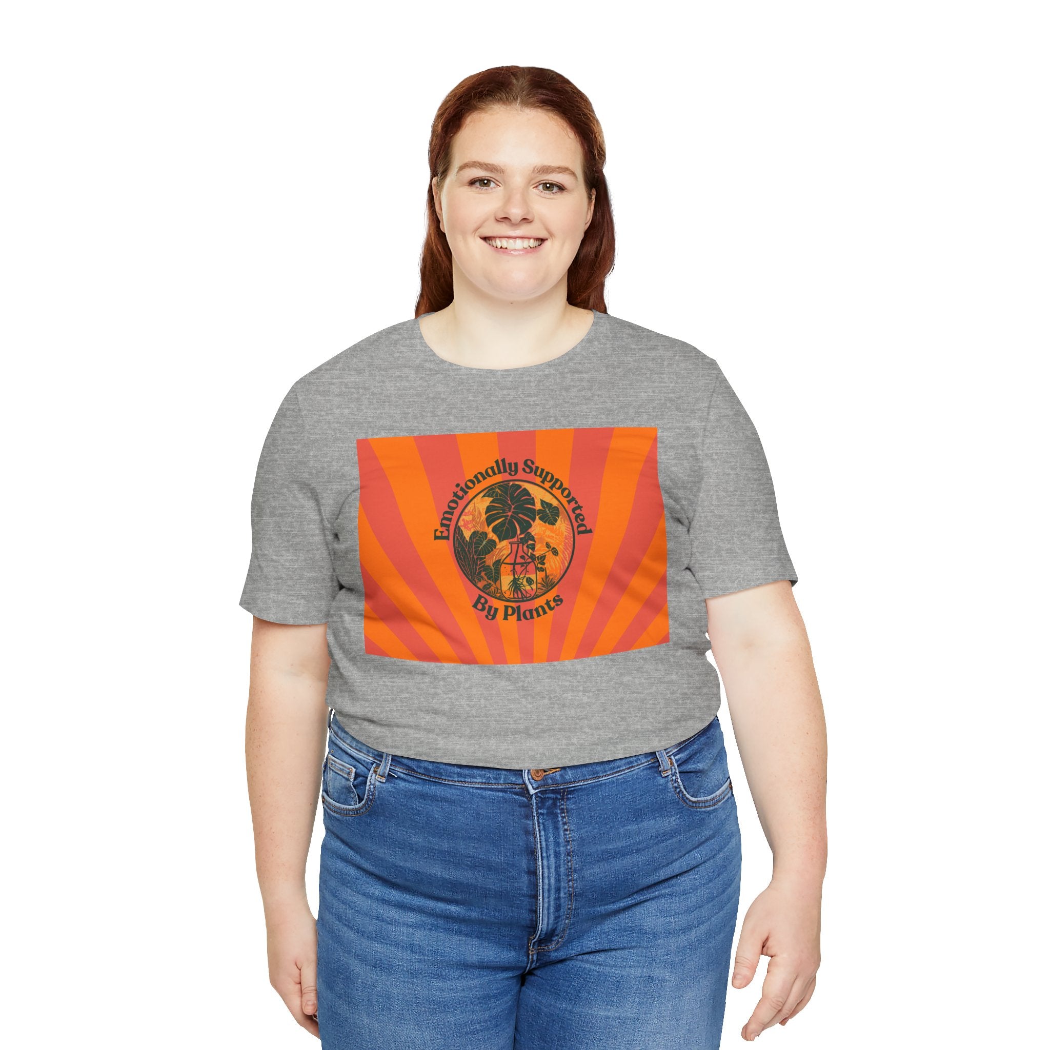 Retro Sunburst Plant Tee — “Emotionally Supported by Plants”