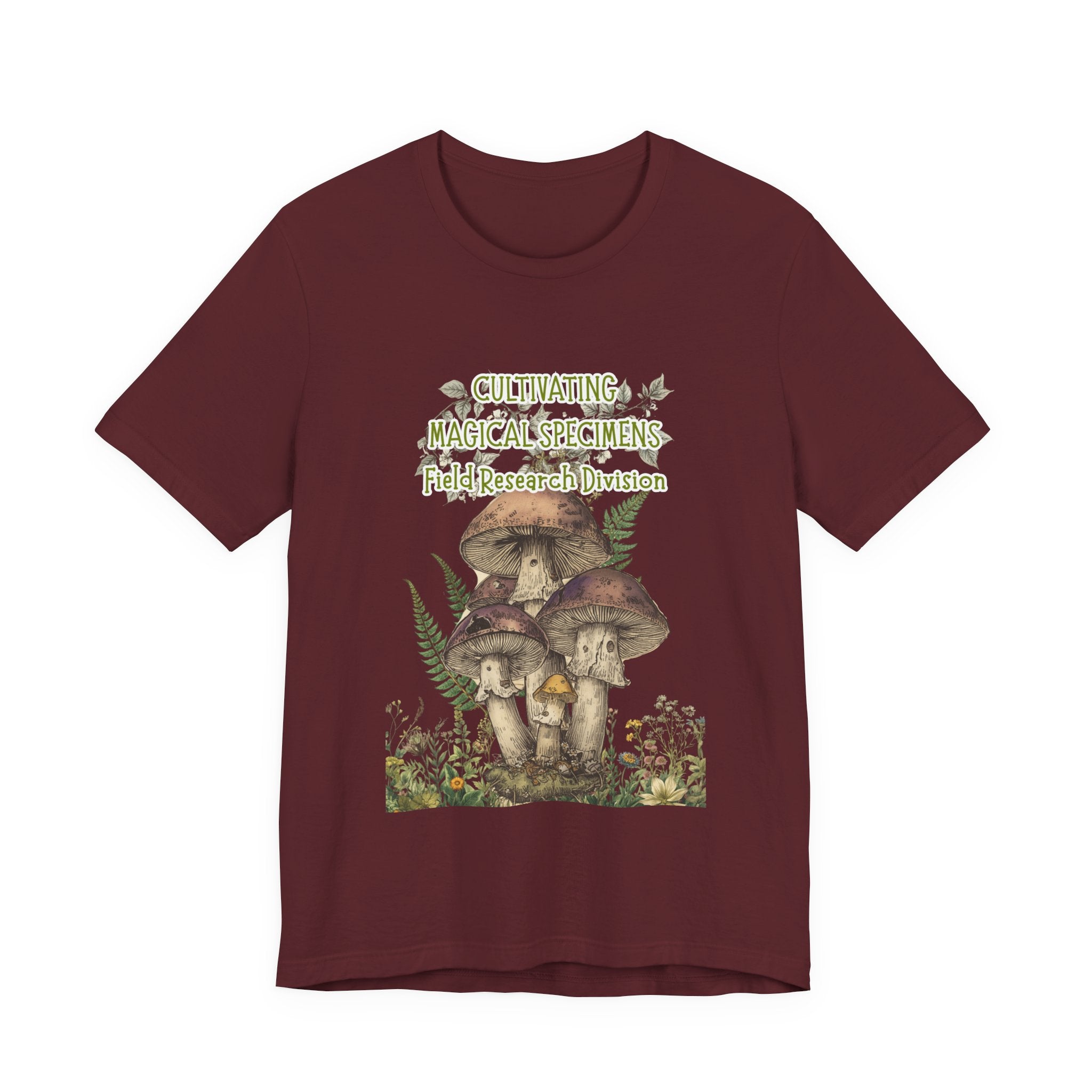 Mushroom Field Research Tee — "Cultivating Magical Specimens" Botanical Graphic Shirt