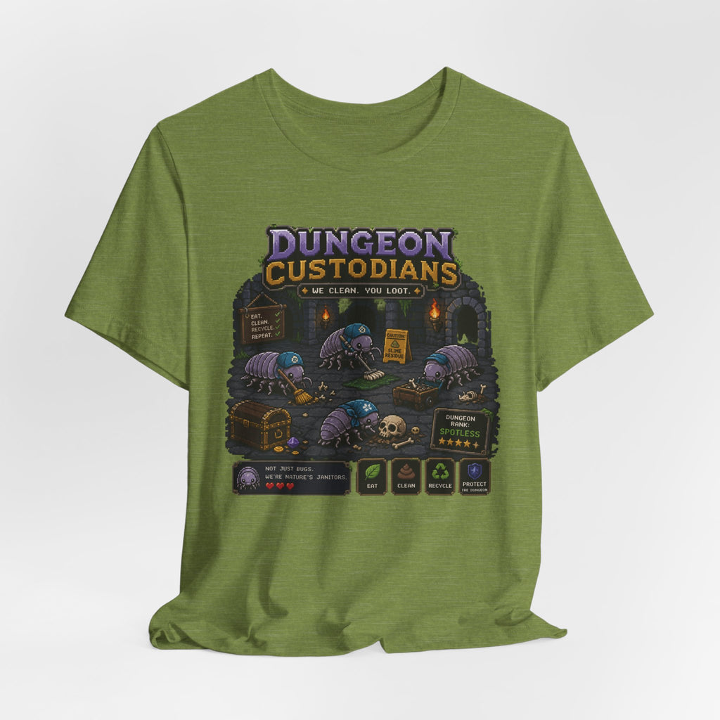 Dungeon Custodians T‑Shirt — Retro Pixel RPG Monsters Gaming Tee