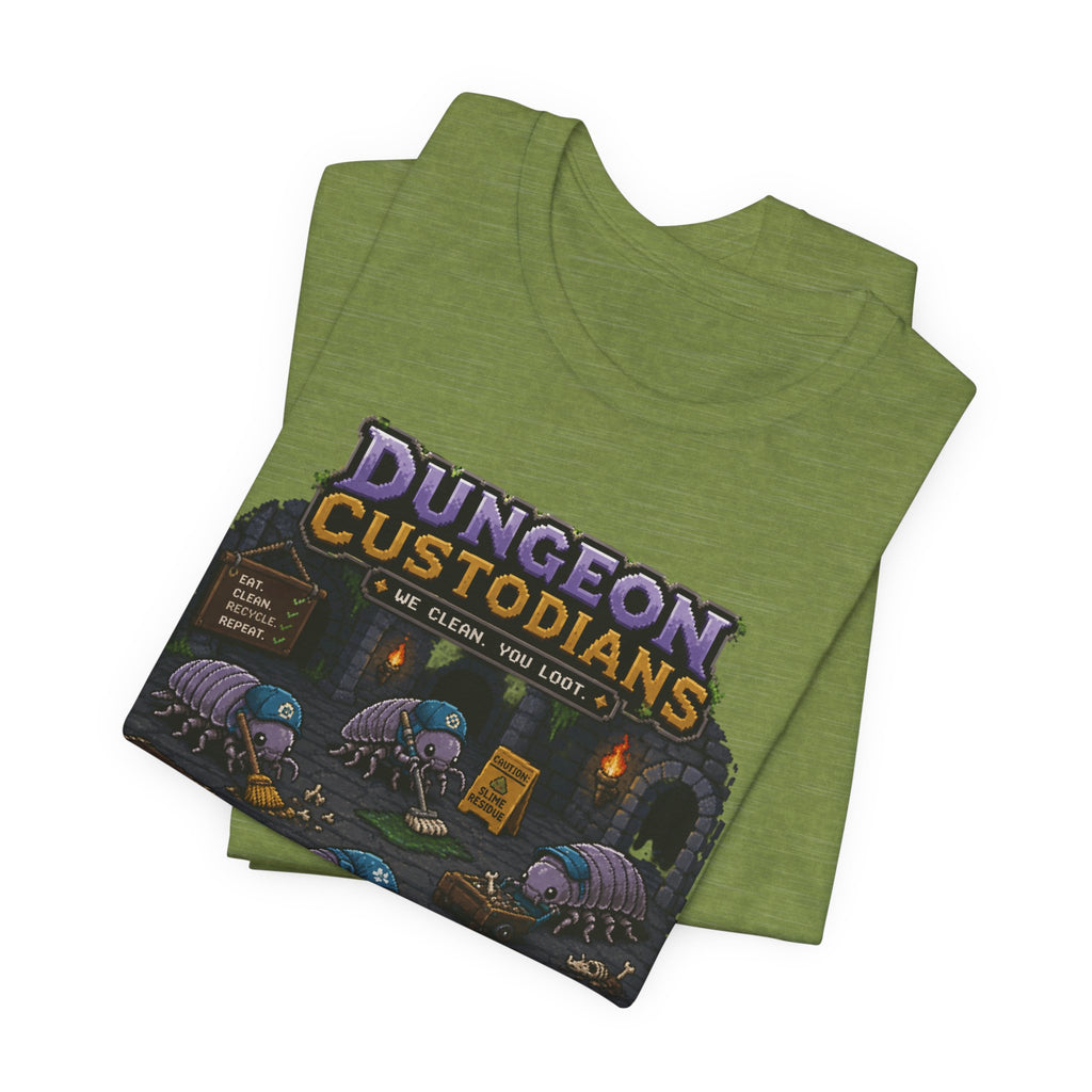Dungeon Custodians T‑Shirt — Retro Pixel RPG Monsters Gaming Tee