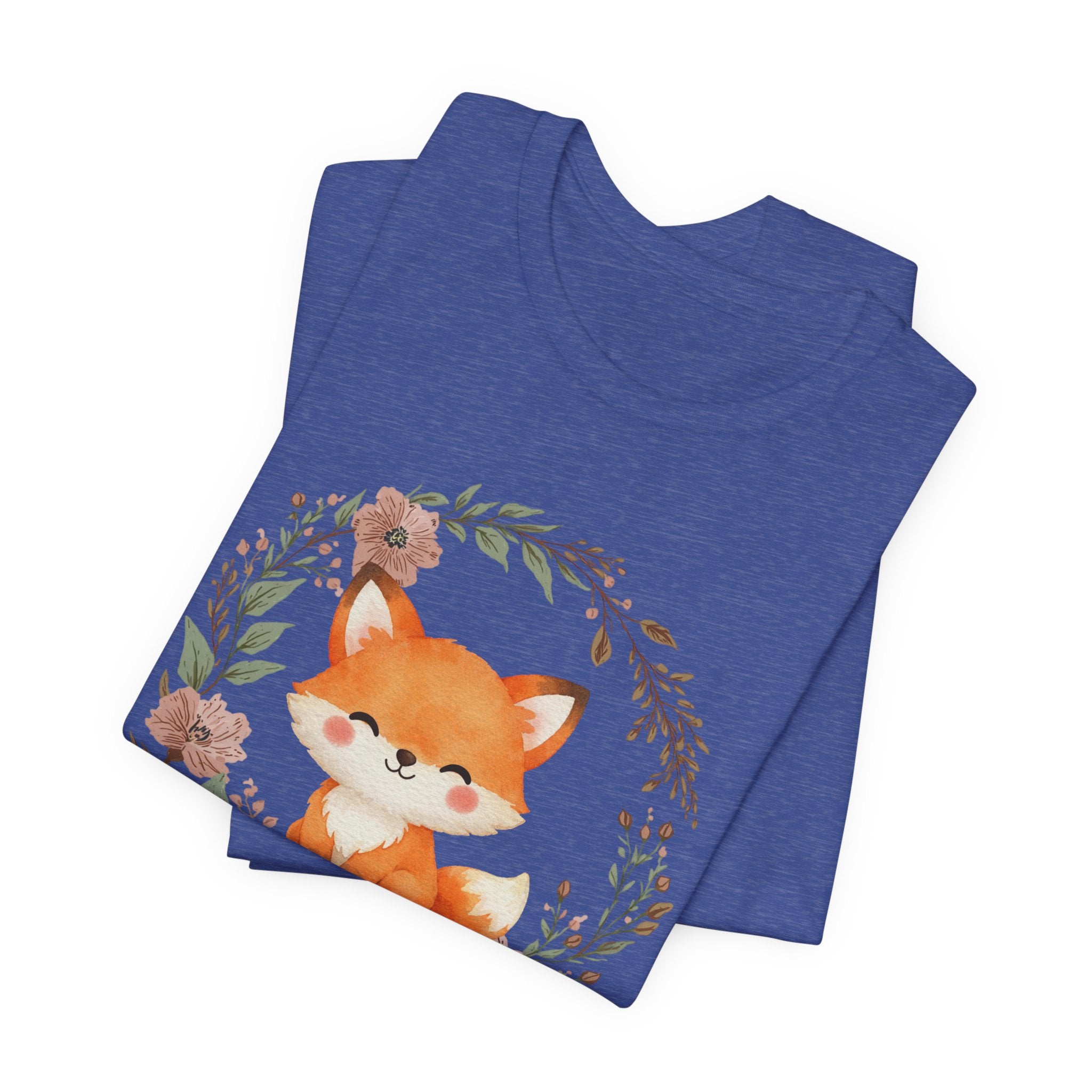 Cute Fox Wreath T-Shirt – Woodland Floral Baby Fox Tee