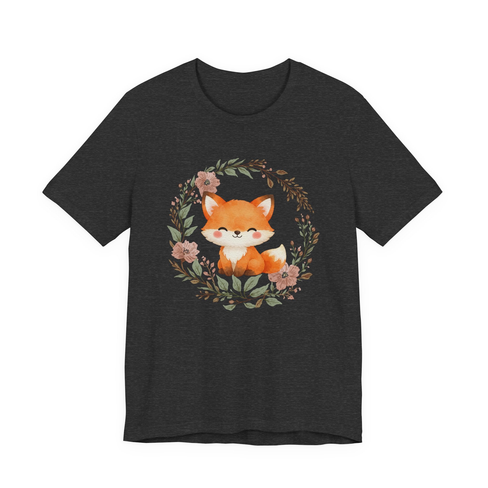 Cute Fox Wreath T-Shirt – Woodland Floral Baby Fox Tee