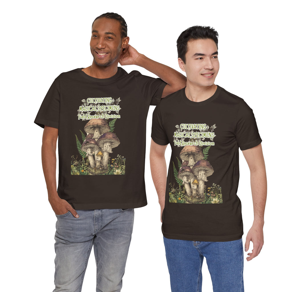 Mushroom Field Research Tee — "Cultivating Magical Specimens" Botanical Graphic Shirt