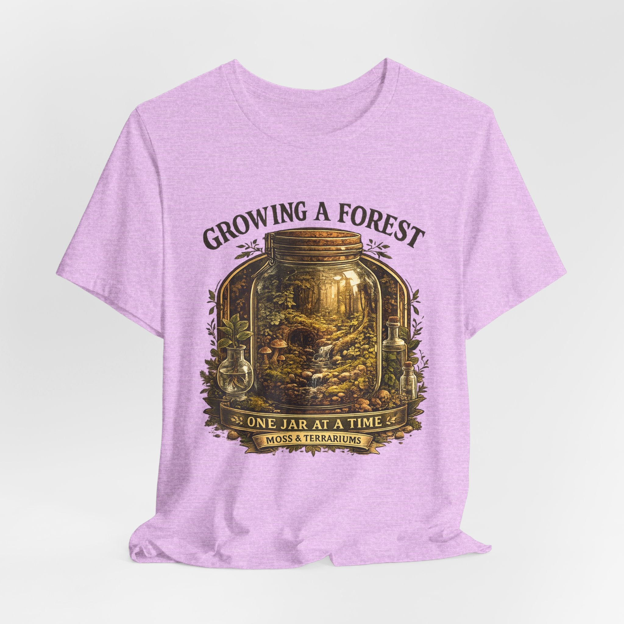 Growing a Forest Jar Tee — "One Jar at a Time" Moss & Terrarium T-Shirt