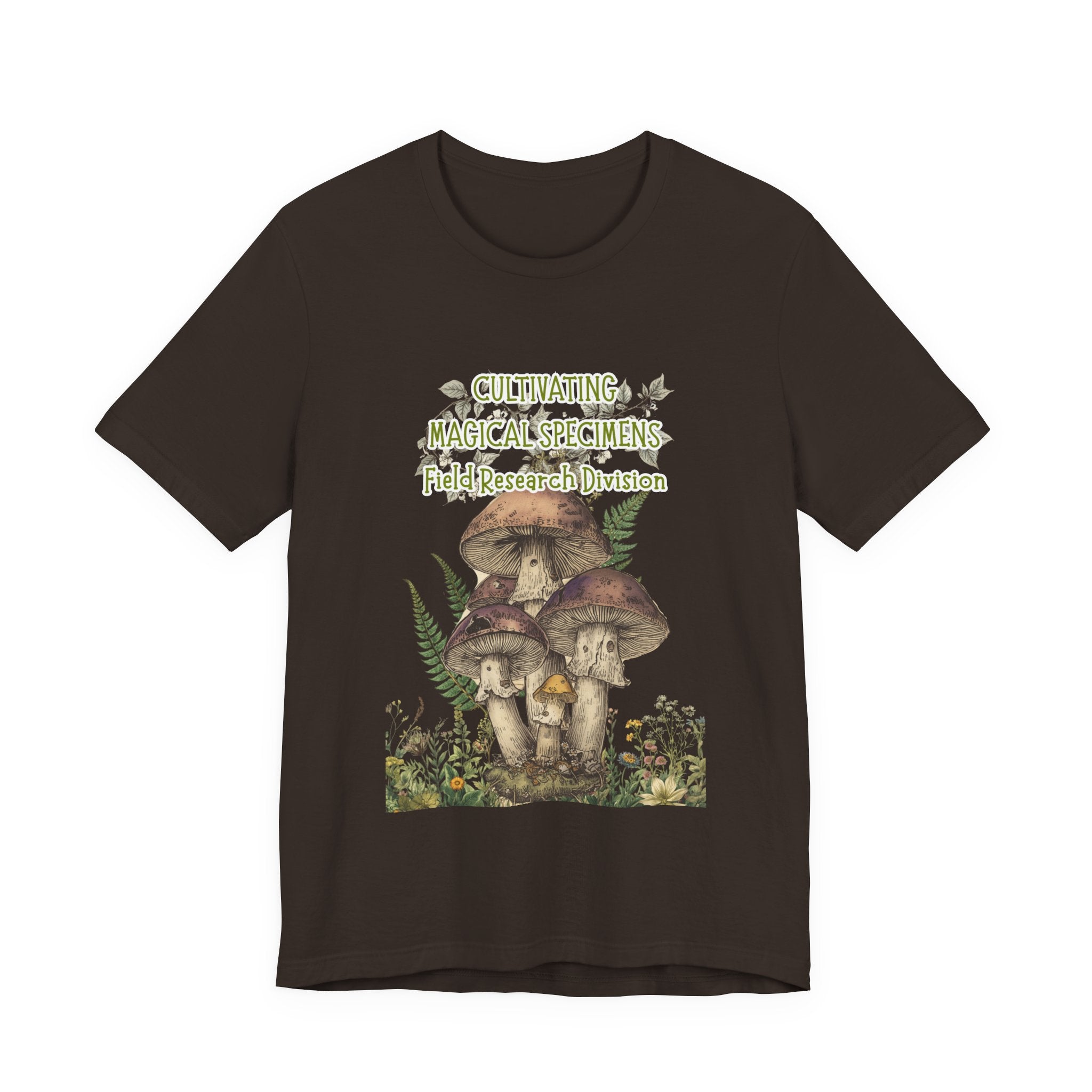 Mushroom Field Research Tee — "Cultivating Magical Specimens" Botanical Graphic Shirt