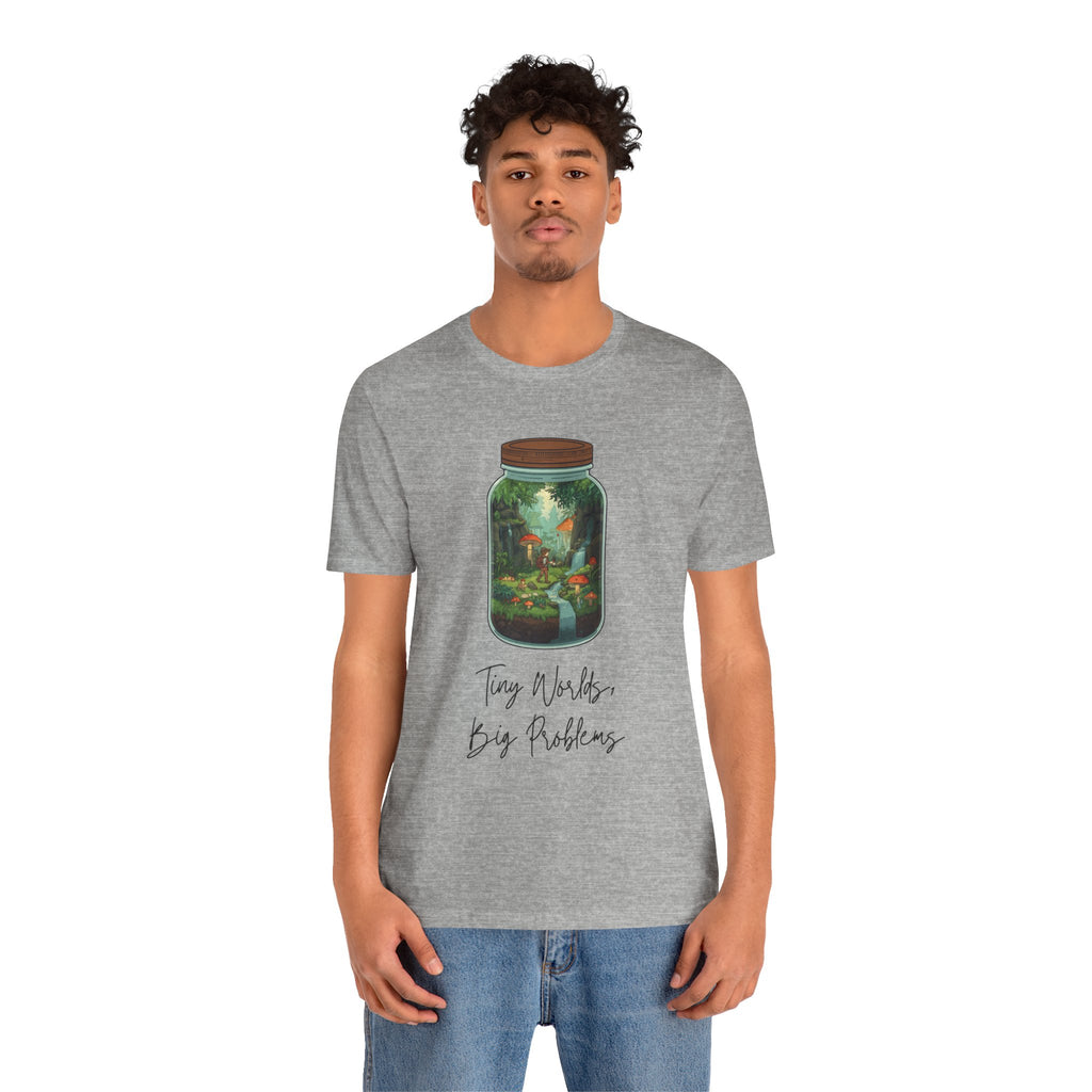 Tiny World Tee — Jar Terrarium Graphic T‑Shirt ("Tiny World, Big Problems")