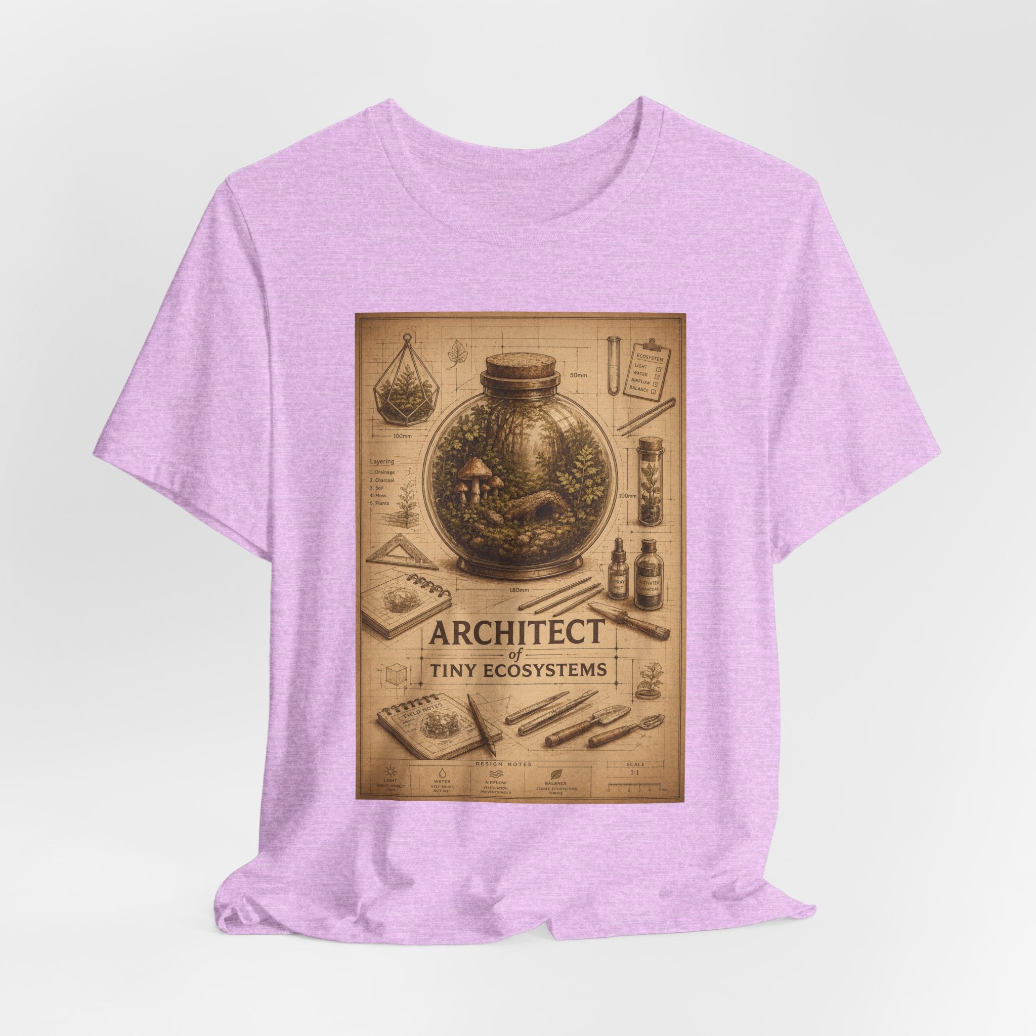 Architect of Tiny Ecosystems T-Shirt — Terrarium Builder Vintage Diagram Tee